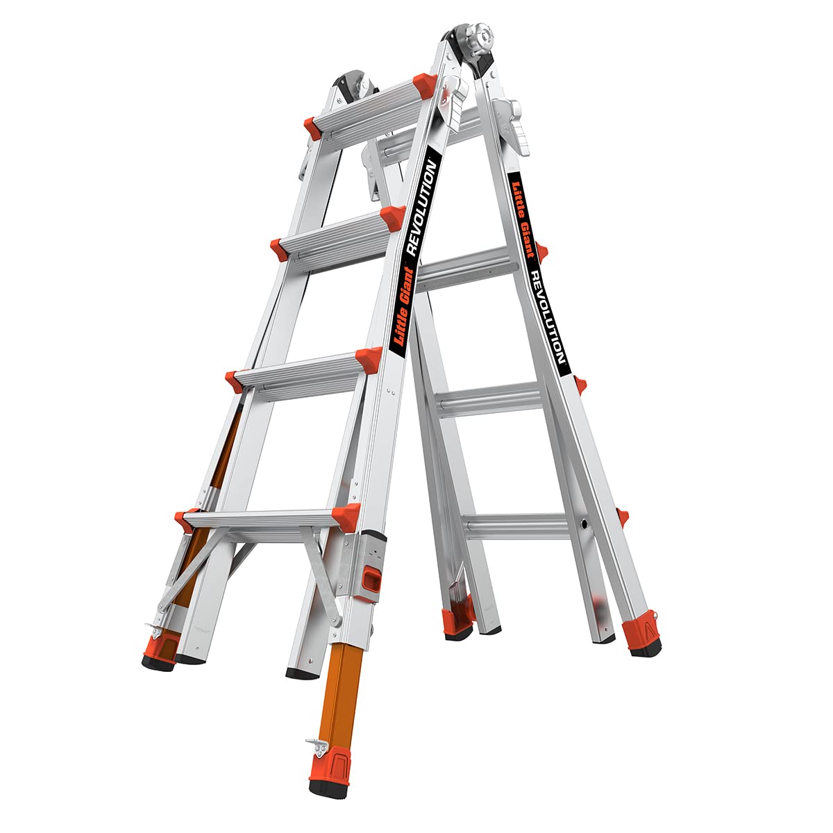Revolution 2.0, Model 17 - ANSI Type IA - 300 lb Rated, Aluminum Articulated Extendable Ladder with TIP & Glide Wheels and Ratchet Levelers