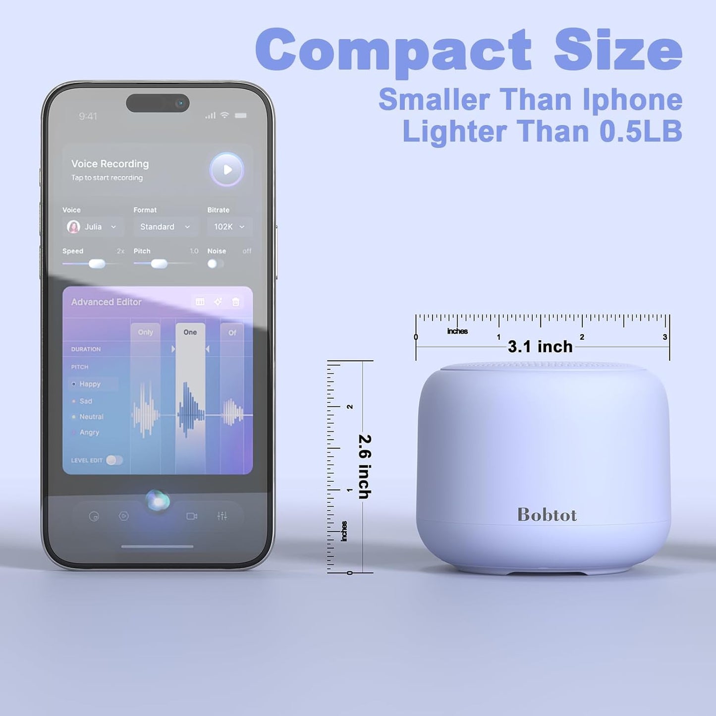 Bobtot IPX5 20 Portable Bluetooth Speakers with Strap Easy to Carry, Wireless Waterproof Mini Speaker with Loud Stereo