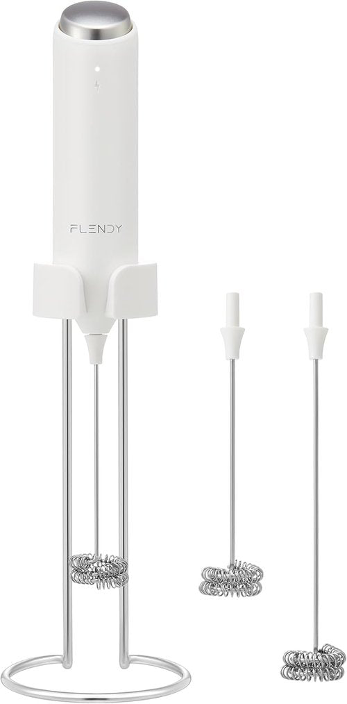 Flendy Rechargeable Milk Frother - Handheld Electric Drink Mixer with USB-C Charging Stand | Perfect for Coffee & Matcha