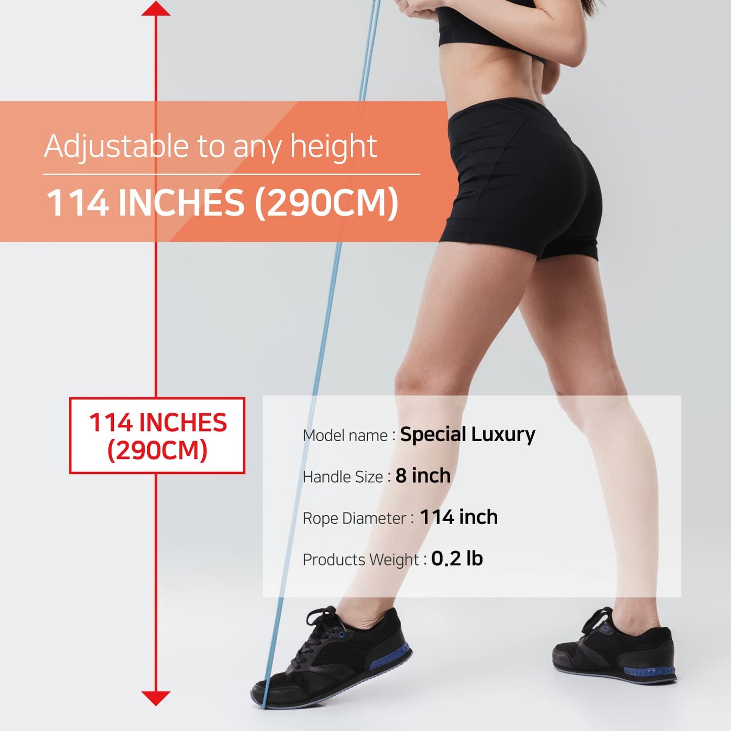 Skipping Jump Rope for Fitness Workout - Light Weight, Adjustable, Tangle Free, Excellent line control for Cardio Boxing, CrossFit, Training Exercise All Ages and Gender ( Special Luxury, KA-220, Made in Korea) (Mint-Blue)