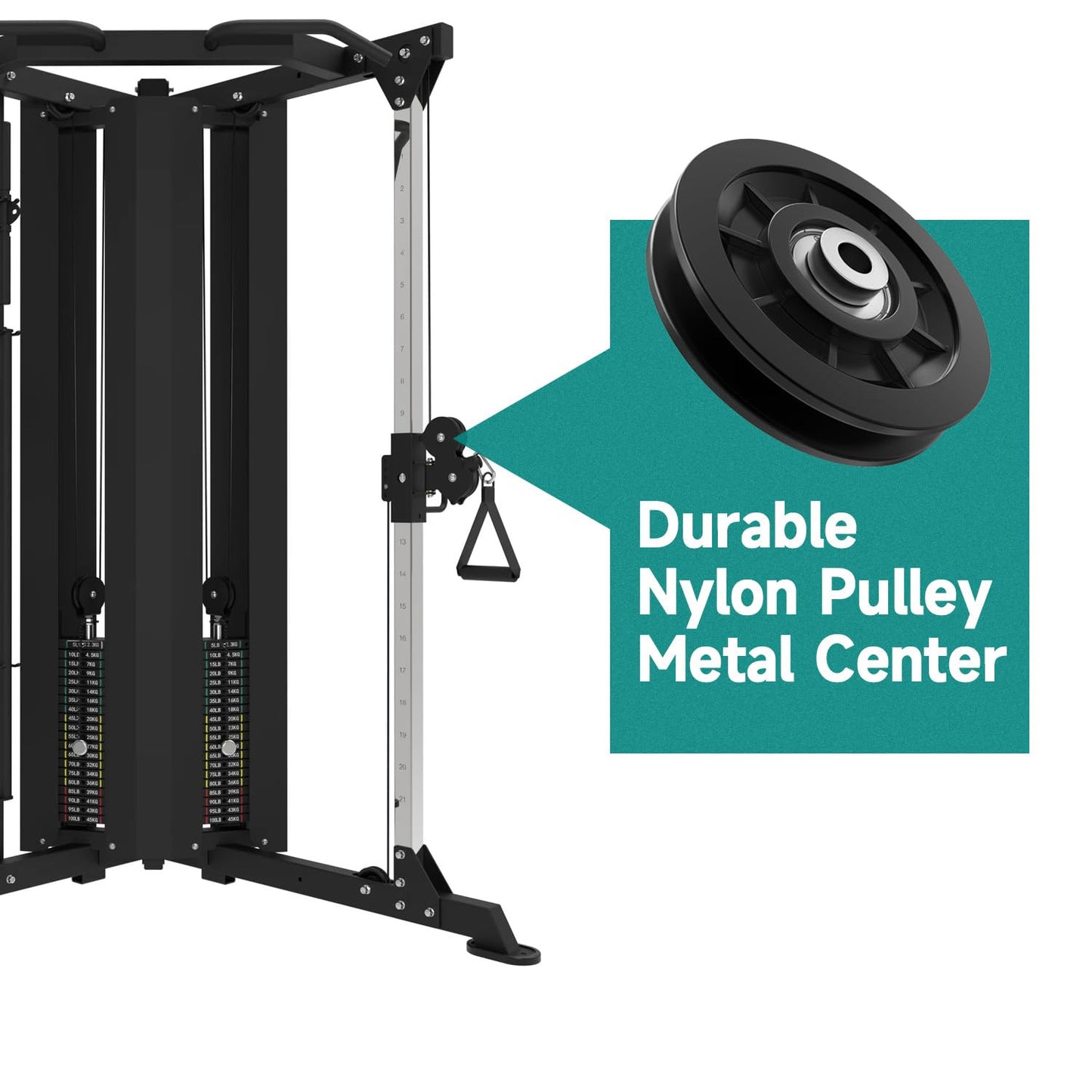 Profelinx Gym Machine Pulley Wheel 90mm Iron Core Wearproof Nylon Bearing for Cable Machine Part Replacement Home Gym Smith Machine Attachment