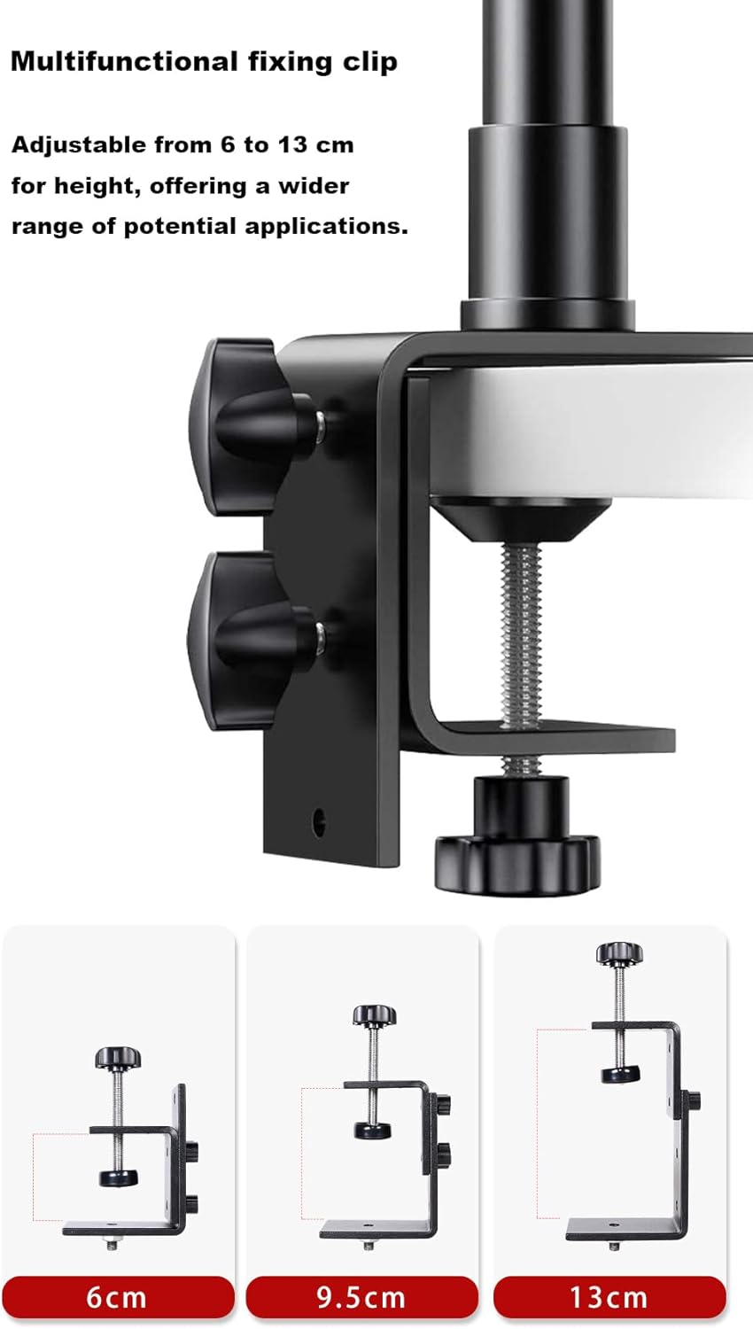 LSYRIA 18"-23" 1/4" 2kg Camera Desk Mount with C Clamp, Adjustable Desktop Light Stands with Ball Heads Cold Shoe