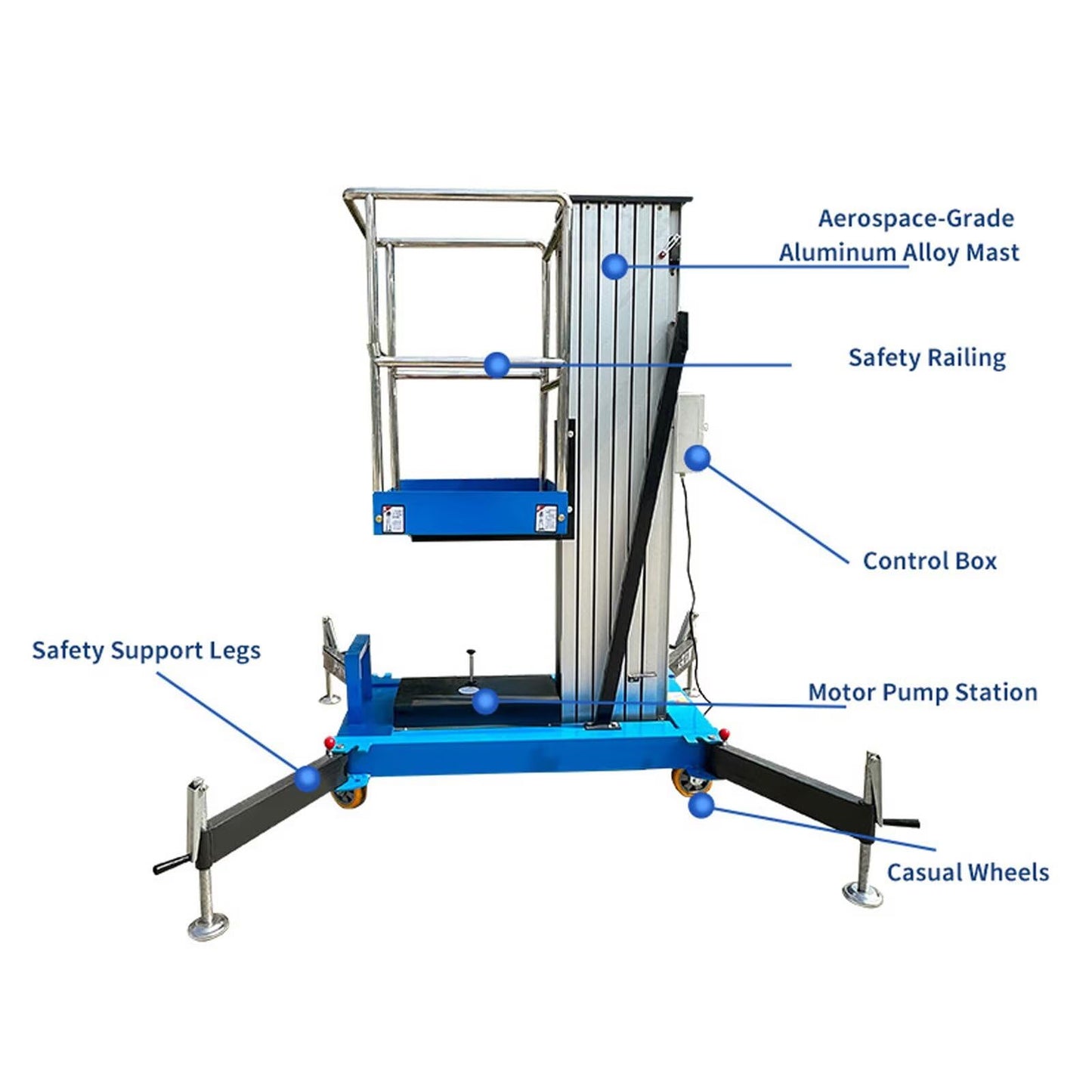 JIN YANG HU 13FT Lift Aerial Work Platform Table,270 Lbs Aluminum Alloy Electric Lifter,Customizable Mobile Lifting Scaffold Platfor
