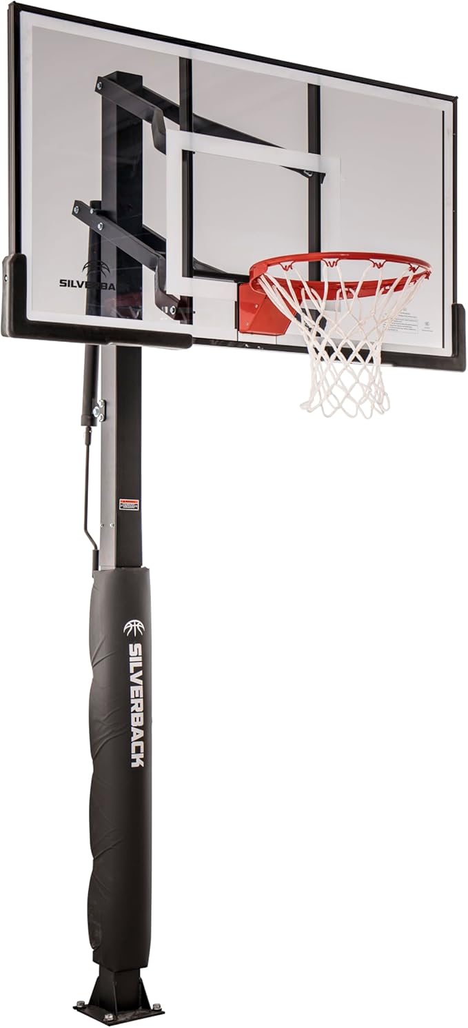 Silverback In-Ground Basketball Hoops, Adjustable Height Tempered Glass Backboard and Pro-Style Flex Rim. - Multiple Styles Available