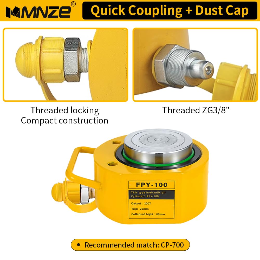 MMNZE 100T 20mm/0.79" Stroke Mini Hydraulic Ram Jack - Porta Power Retract Automatically Split Single Acting Lifting Cylinders for Machinery, Ship Bridge Construction