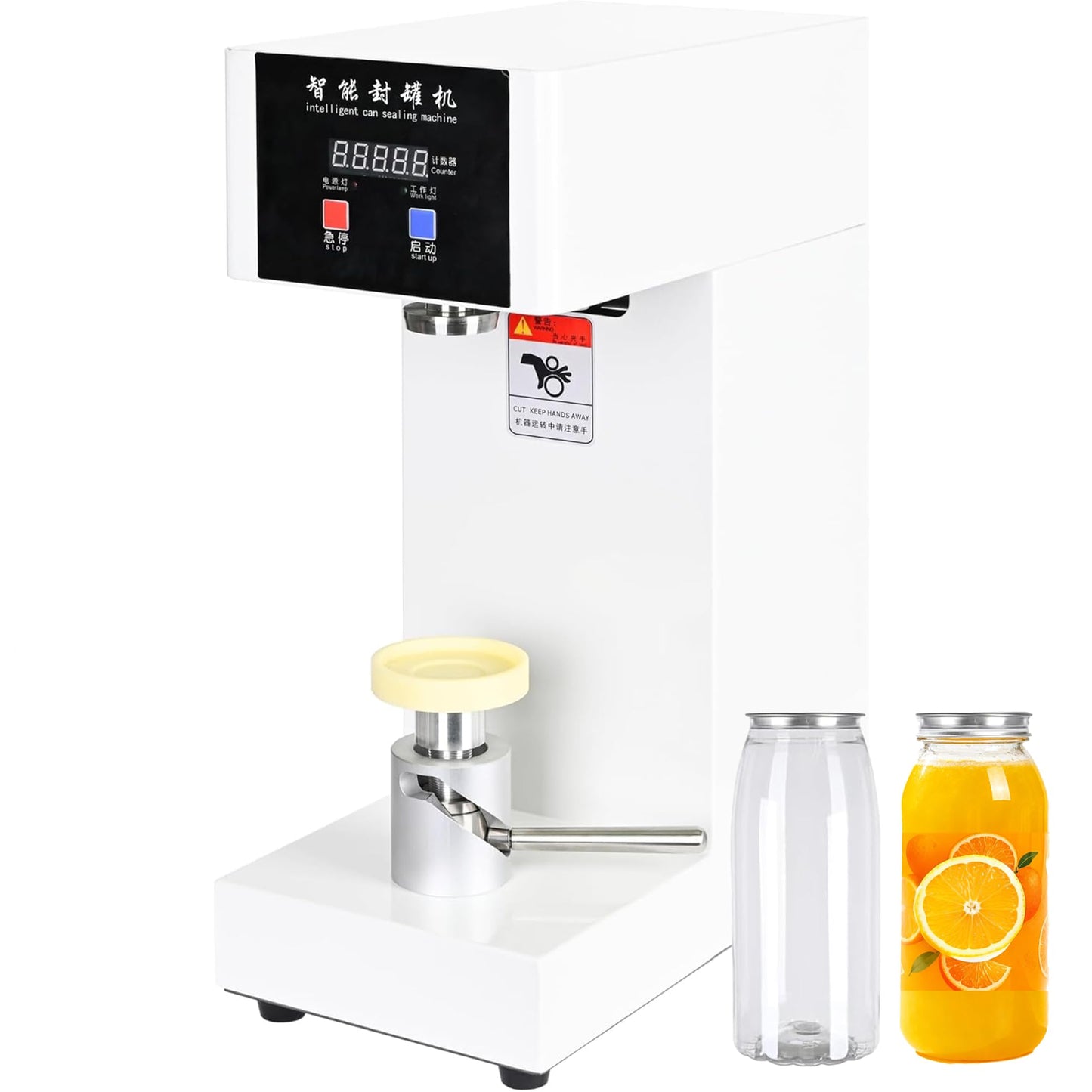 Automatic Can Sealing Machine, Intelligent Electric Cup Bottle Sealer Machine with Counter & LCD Display, 2.2” Dia. & 5.7”-7.9” Height Tin Can Seaming Closing Capping Machine