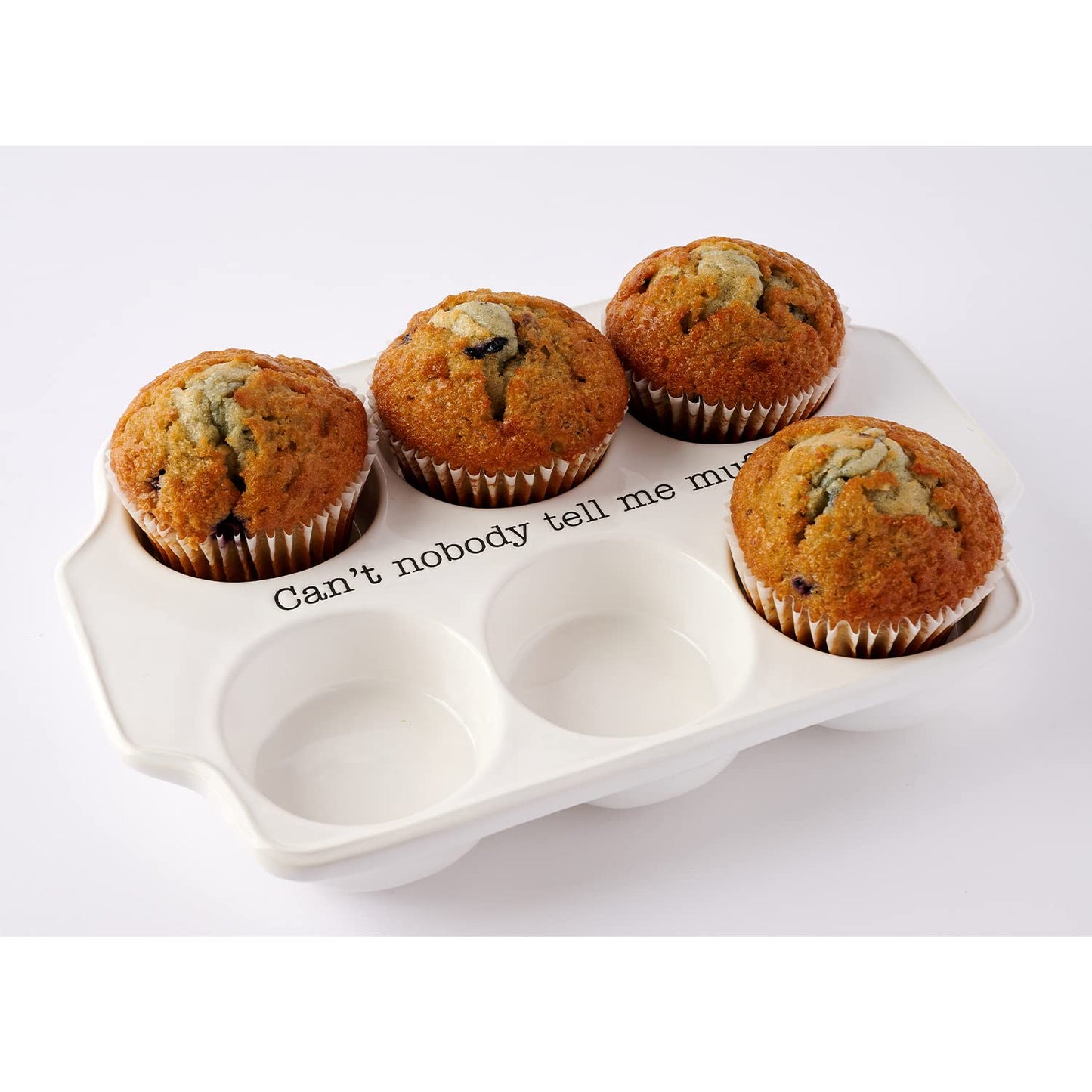 MUD PIE Circa Muffin Tray and Spatula Set, White, 12" x 8"