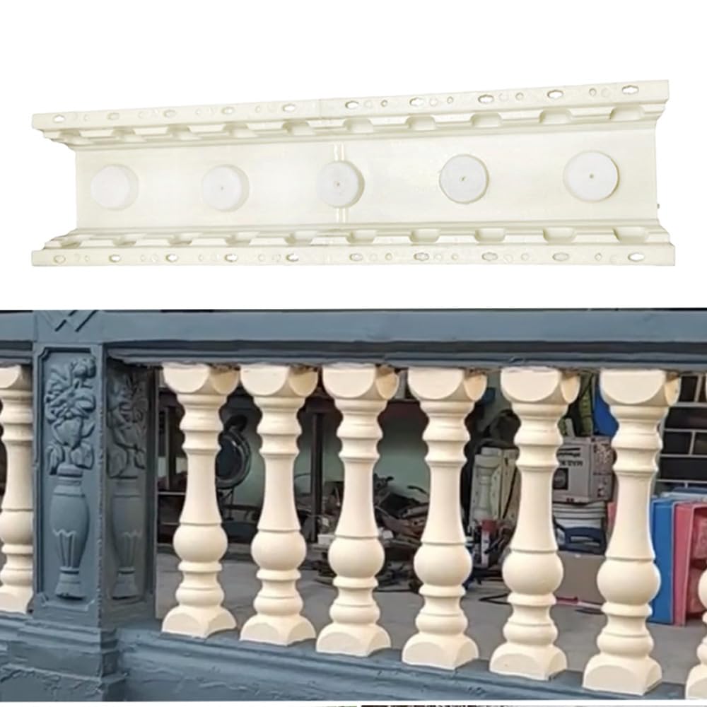 EAIVENY 2PCS 19.68 Inches Precast Baluster Rail Concrete Mold, Balcony Railing Cover Line Plastic Mould, Roman Column Mould for Garden Cement Mold, Concrete Mold for Balcony (A), White