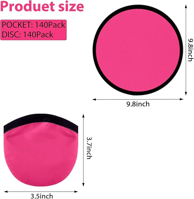 Foldable Flying Disc Fans Set with Bags, 9.8 Inch Black Egde Fabric Beach Flying Disc for Wedding Gift Party Favors Outdoor Activity