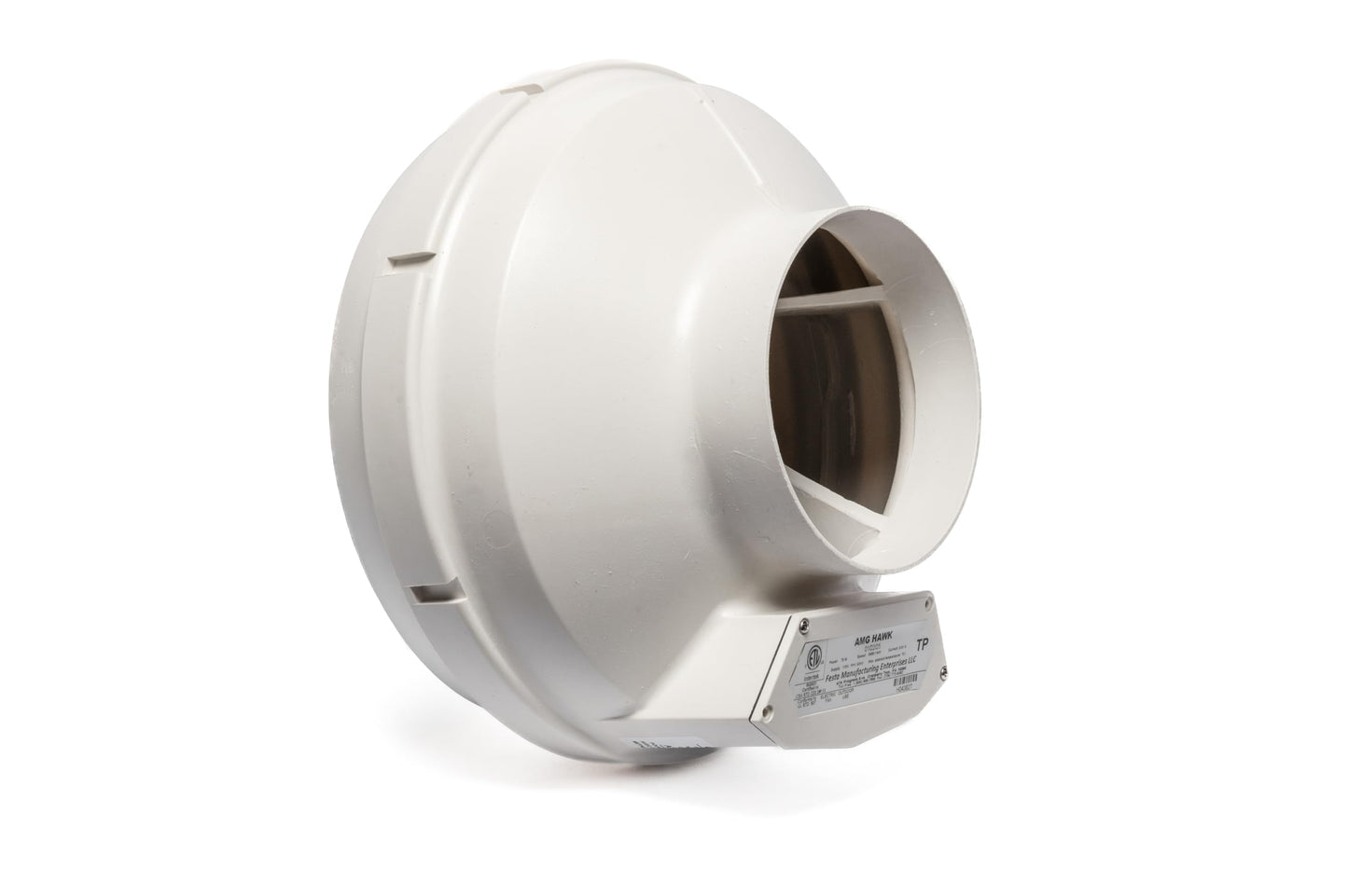 Festa AMG Hawk Radon Fan - Quiet and Energy Efficient 322 CFM Radon Mitigation System Inline Fan - 6" Electric Waterproof Inline Duct - Made with Sturdy Glass Reinforced Poly-Resin – White