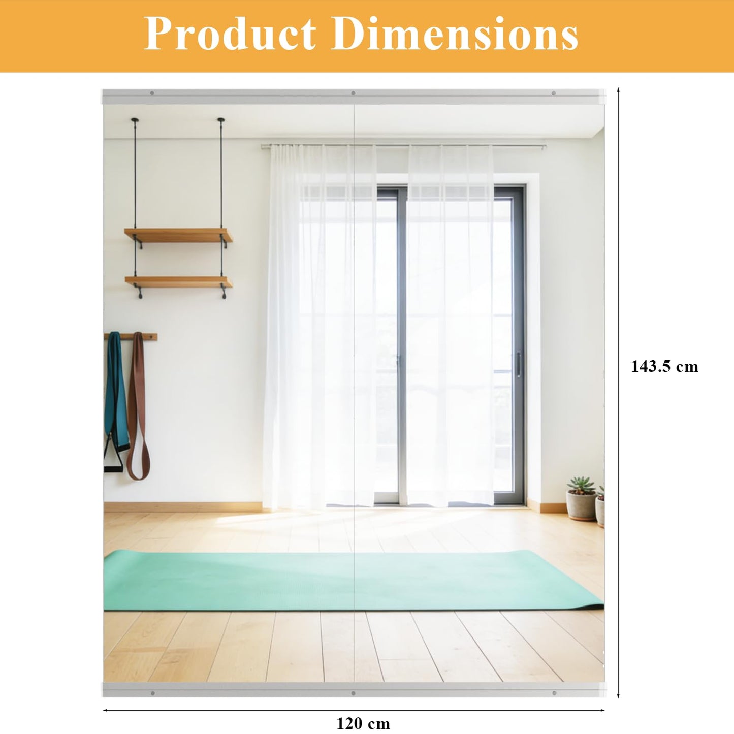 CASSILANDO Home Gym Mirror, 57"x 48" Dance Mirror 2 Pieces, Frameless Large Full Body Wall Mirror, for Home Gym, Yoga Studio, Dance, Fitness