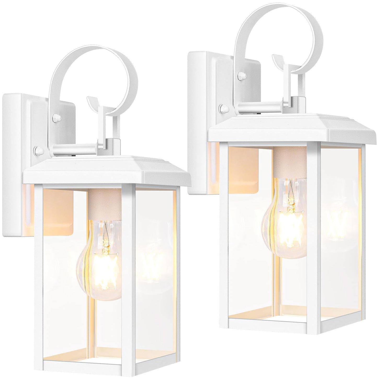 BesLowe Outdoor Wall Light Fixtures, Waterproof Metal Sconces, 12.8in (2-Pack), White, Model 10233