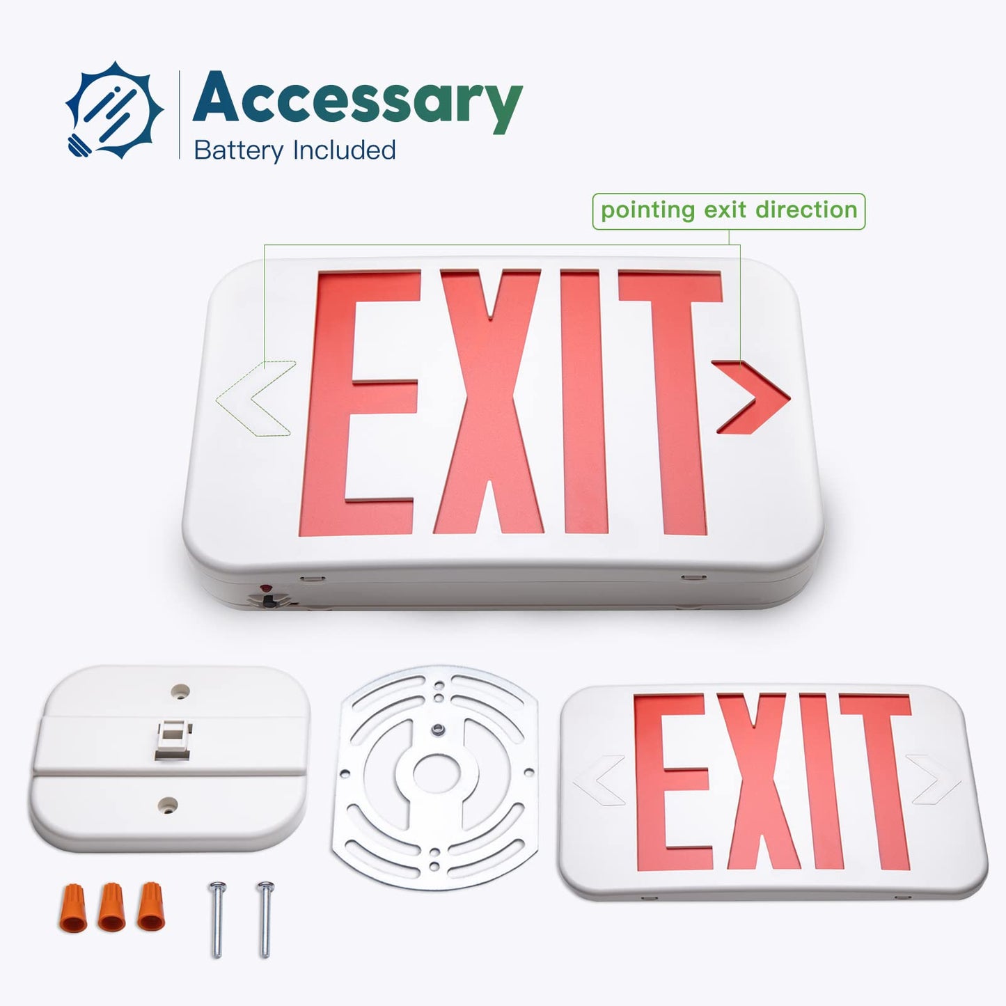 FREELICHT 6 Pack Red Double-Sided LED Exit Sign with Battery Backup,Exit Sign for Business,Easy To Install,UL Certified,AC 120/277V