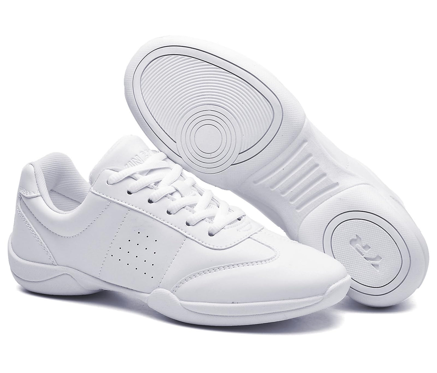 DADAWEN Adult & Youth White Cheerleading Shoe Athletic Sport Dance Shoes Training Competition Tennis Sneakers Cheer Shoes White US Size 12 M Little Kid