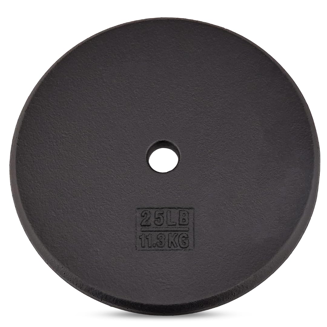 Yes4All Standard 1 Inch Cast Iron Weight Plate - Ideal for Strength Training - 25LB - Single