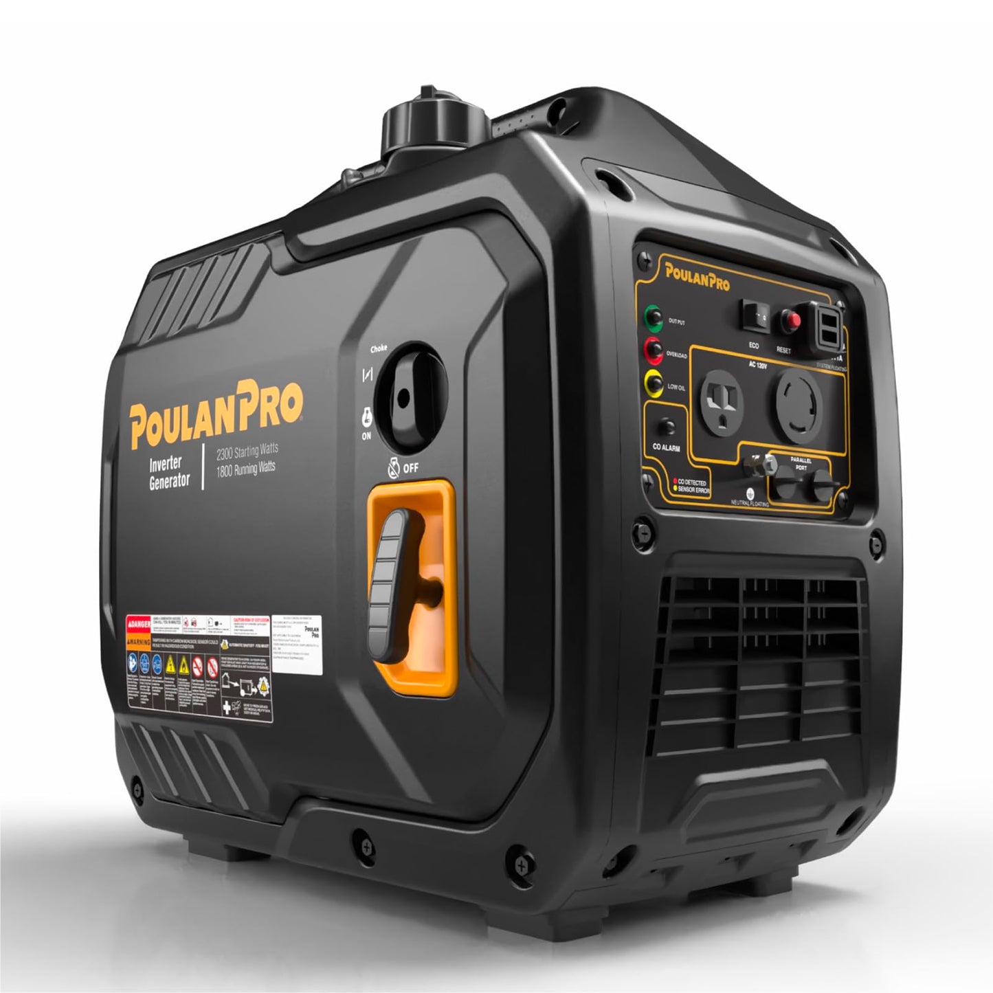 Poulan Pro 2300W Portable Inverter Generator, Quiet Gas Powered Generator for Home Backup, Camping & RV, with USB Ports, ECO Mode, Parallel Ready, CO Sensor, EPA Compliant