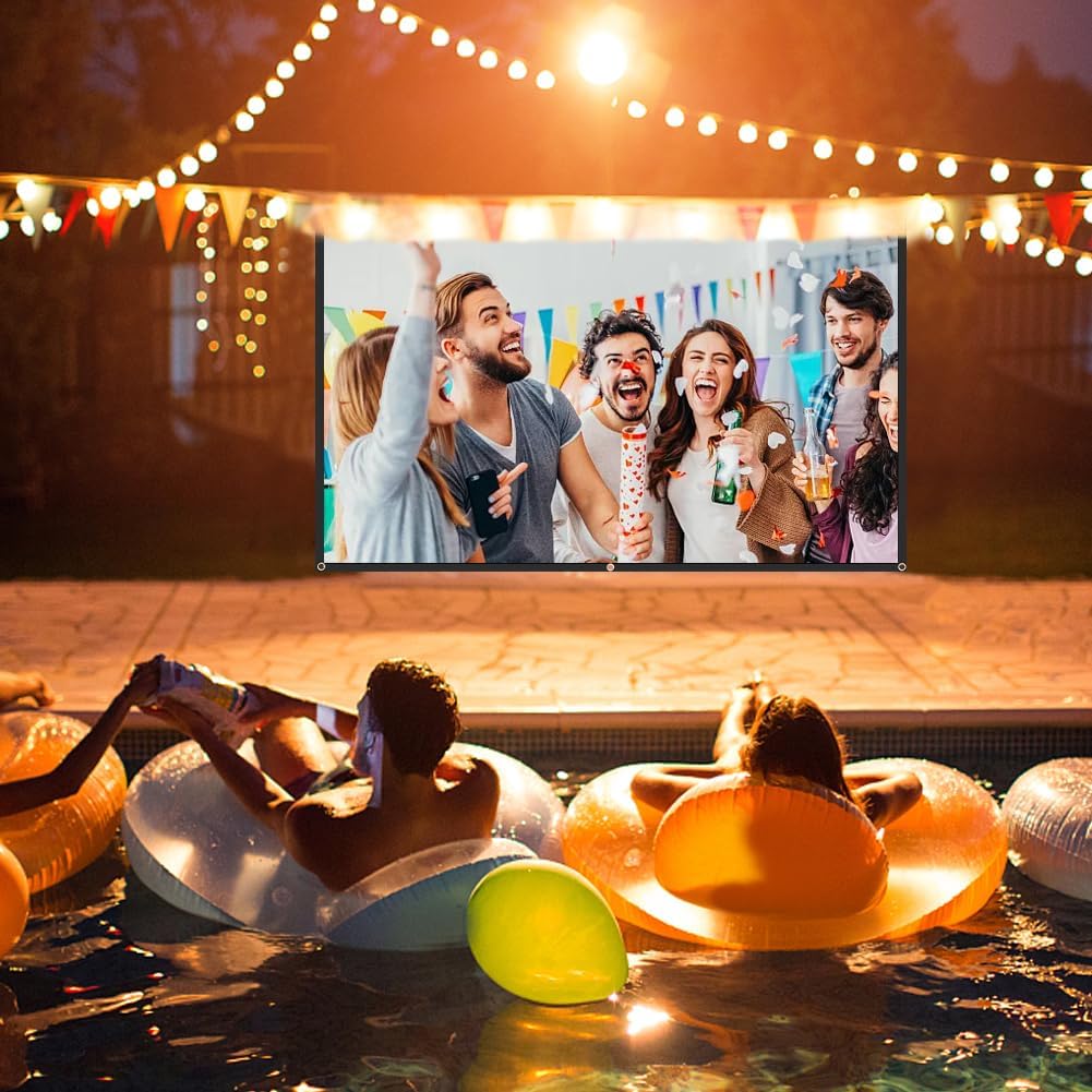 Zornaveli 4K 60"|72"|84"|100"|120"|150" Outdoor(Size:72 INCH) Projector Screen, HD Home Movie Projection Screen