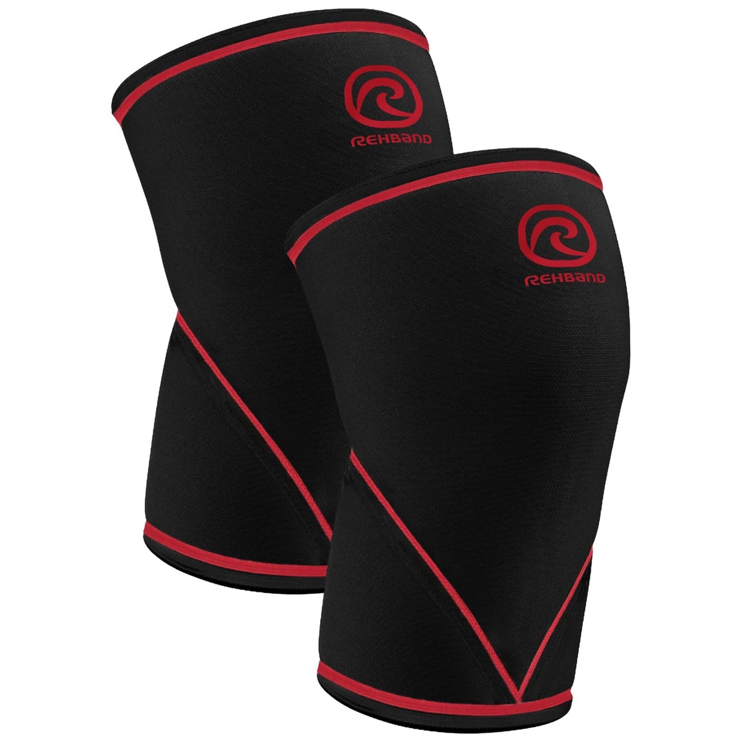 Rehband Classic 7mm V Knee Sleeve for Weightlifting, Competition Grade Powerlifting Knee Sleeve, Compression Sleeve for Crossfit, Squats, Gym & Heavy Lifts, Colour:Black/Red - 1 Pair, Size:XX-Large