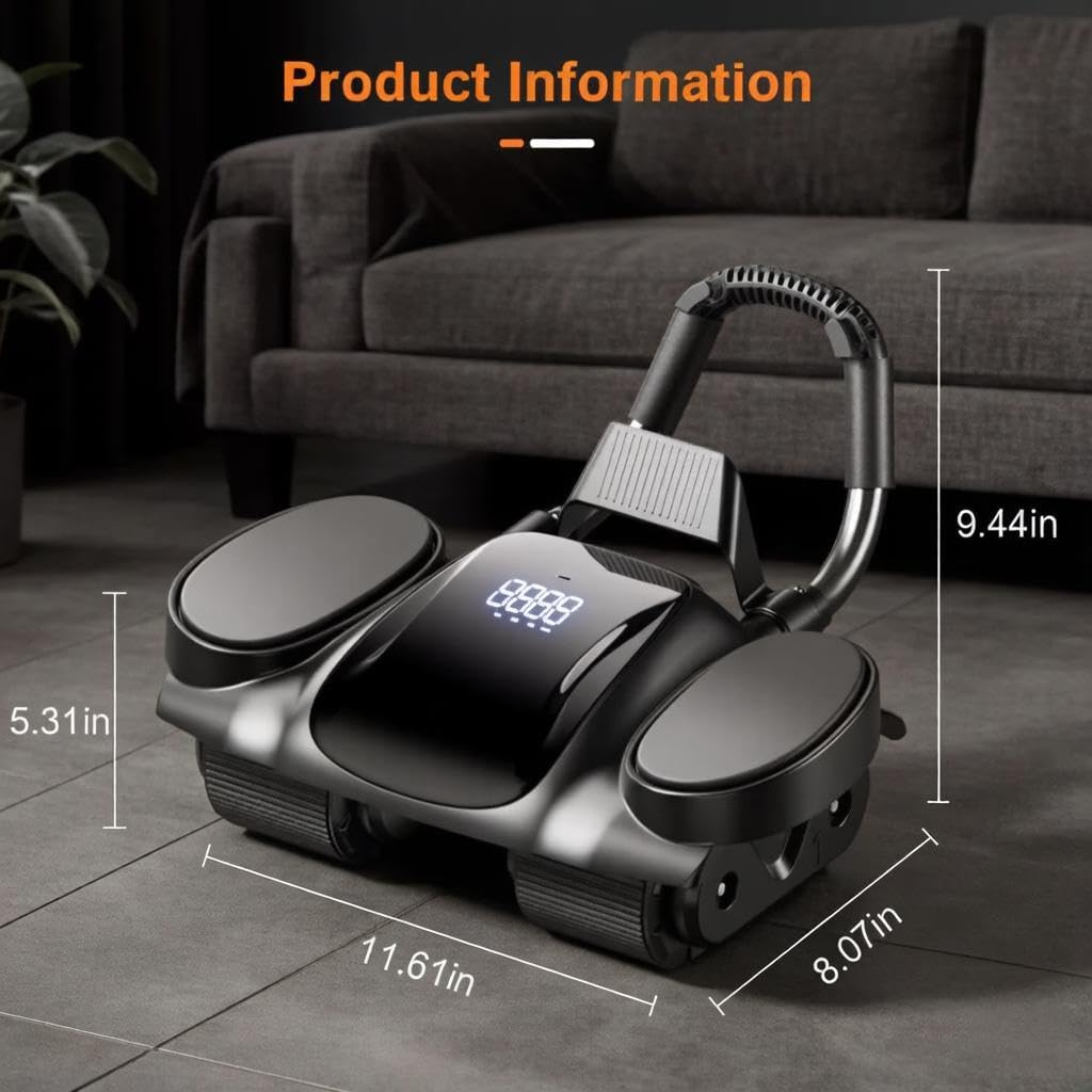 Ab Roller Wheel with Knee Mat - Abdominal Exercise Roller with Elbow Support, Automatic Rebound Abdominal Wheel, Abs Workout Equipment for Women Men