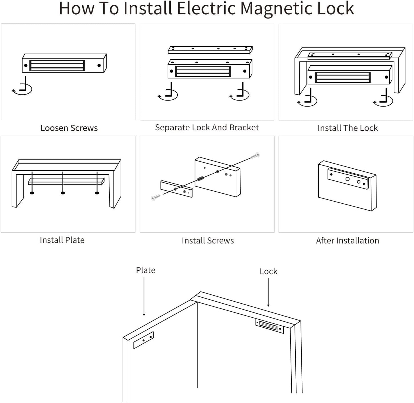 Double Door Mag Lock 280KG / 600 LBS of Magnetic Holdings Force Electromagnetic Commercial Lock DC 12V, LED Indicator and NO/NC Options with Z and L Bracket