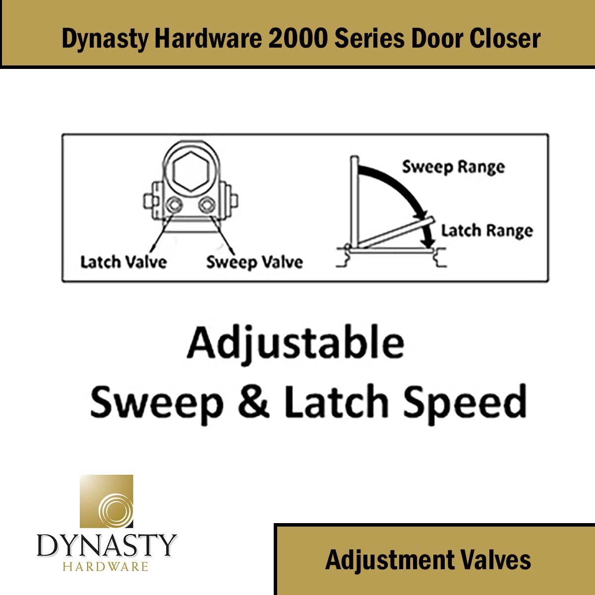 Dynasty Hardware Door Closer, Commercial Hydraulic Closer, Self-Closing, Spring Size 2, Surface Mount, Sprayed Aluminum, Series 2000