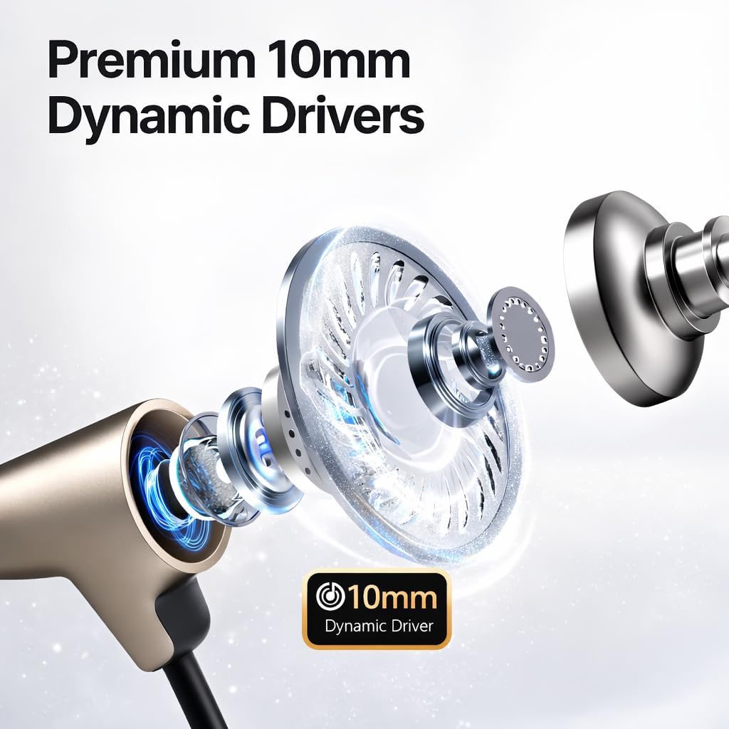 Generic 10mm Wired in-Ear Earbuds with Microphone, Stereo Sound, Bass Driver, Noise Isolating Earphones with Volume
