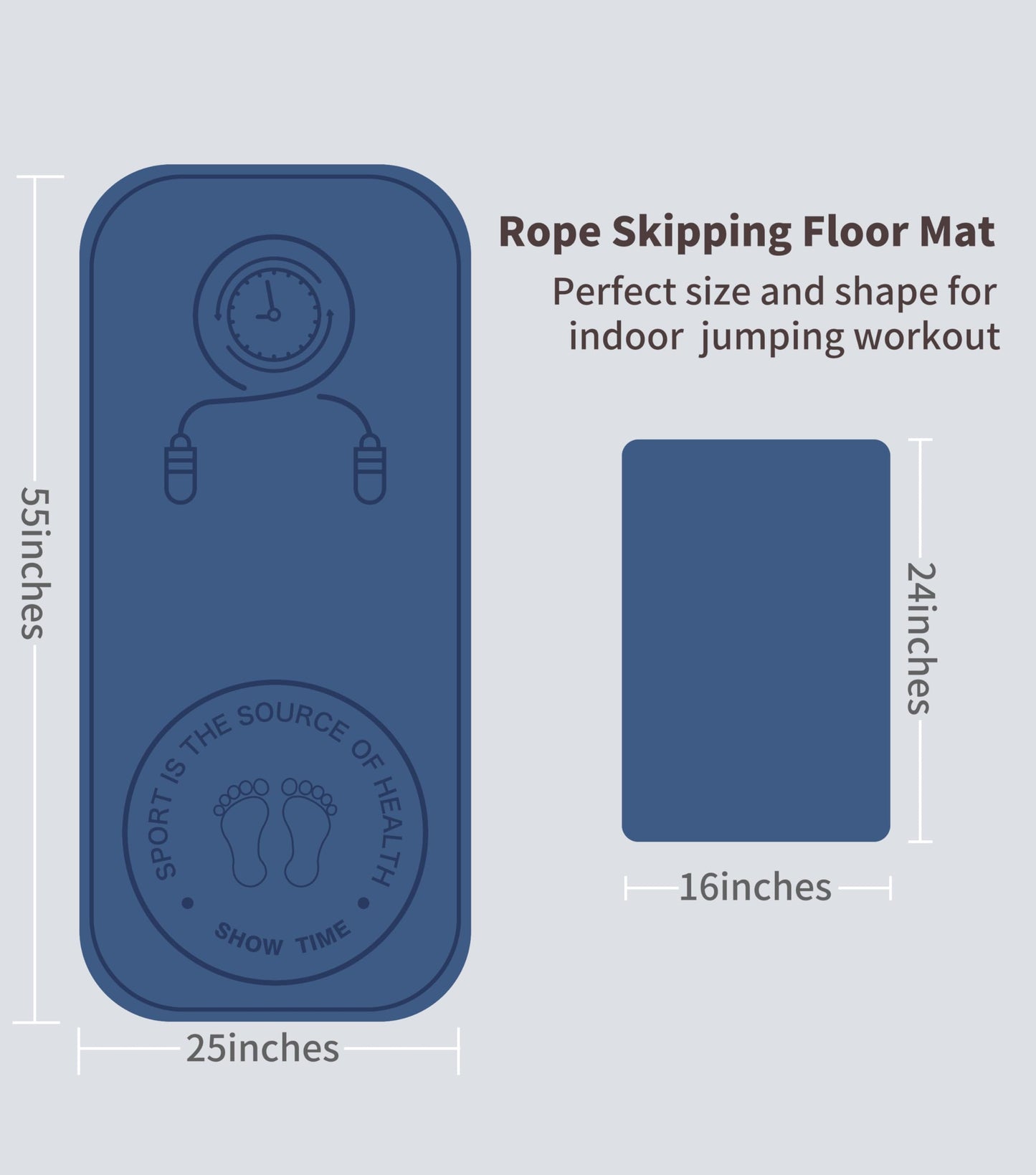 Knsbk Rope Skipping Sports Shockproof Exercise Mat, All-Purpose Extra Thick High Density Anti-Tear Exercise Yoga Mat, Non Slip Jump Rope Mat for Indoor and Outdoor in Blue