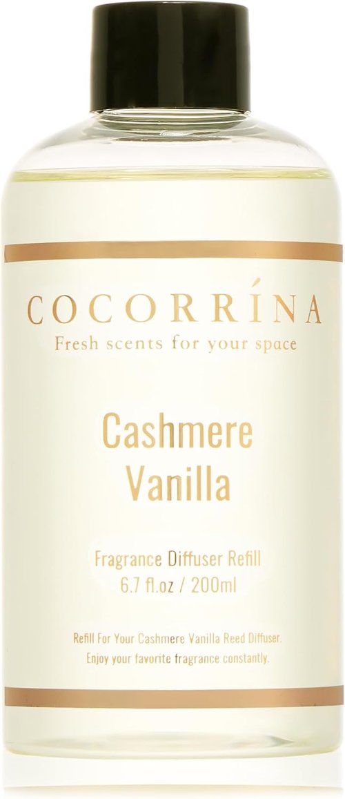 COCORRÍNA Reed Diffuser Refill - Cashmere Vanilla Scent | 6.7 Fl. Oz with 8 Reeds for Long-Lasting Fragrance