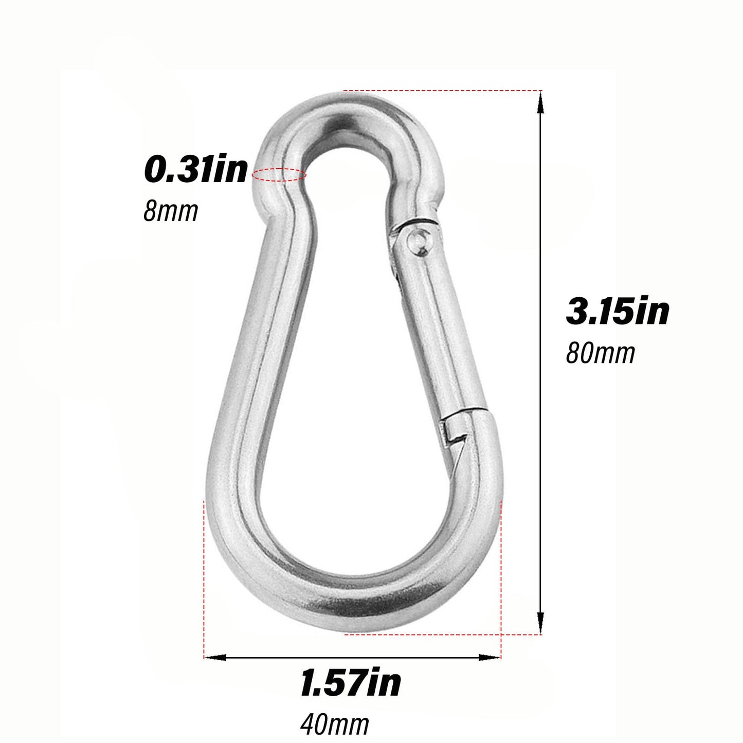 3 Inch 4 Pack Spring Snap Hook-M8x80mm, Cable Machine Accessories for Home Gym Pulldown Attachment, Exercise Machine, Heavy Duty Steel Clip for Outdoor Fitness