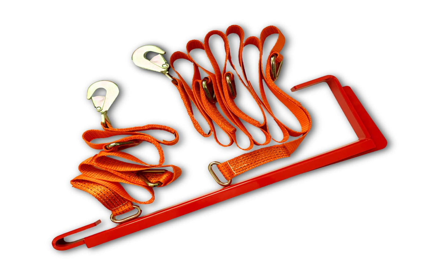 Safepul Pallet Puller Pack (with 5m plus 1.9m Straps) – 74x18 cm Steel Pallet Hook & Polyester Pallet Puller Strap with Steel Hardware – Forklift Pallet Grabber for Pallet Transport