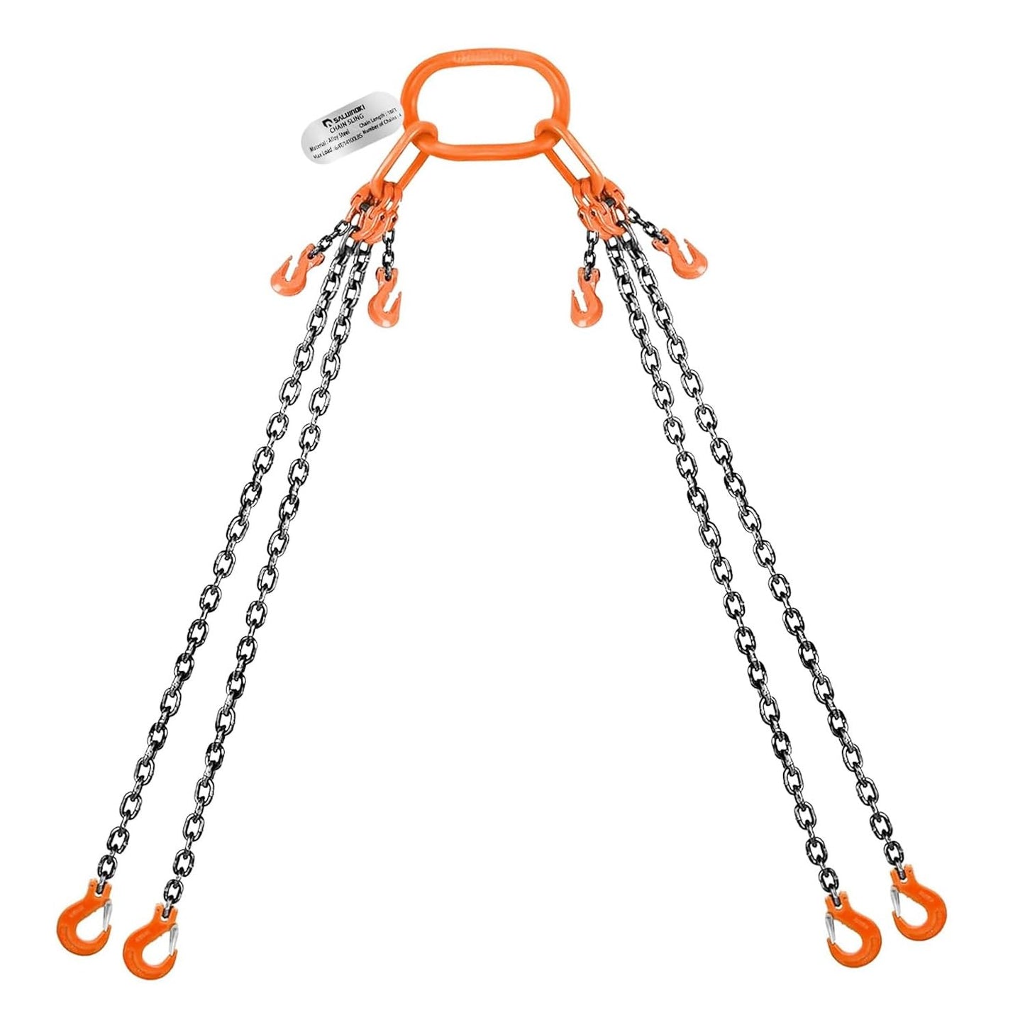 SALUINOKI 4 Chain Lifting Sling with Hooks 10Ft x5/16 inch 14000lbs 6.4 Ton for 4 Way Chain Lift