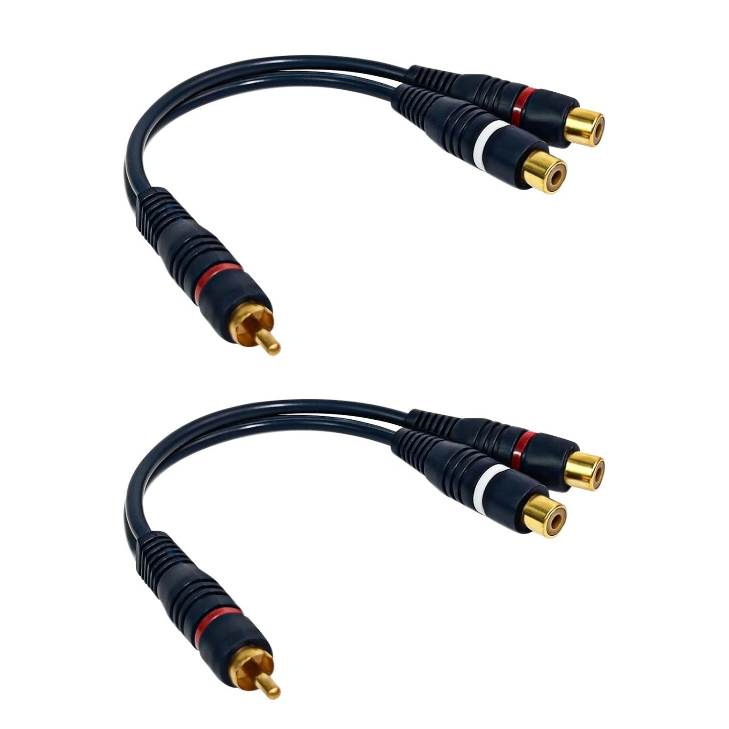 Dirvcp 1 2 RCA Audio Splitter Male to Female with Gold-Plated Connectors for Lossless Sound - Home Theater & Subwoofer