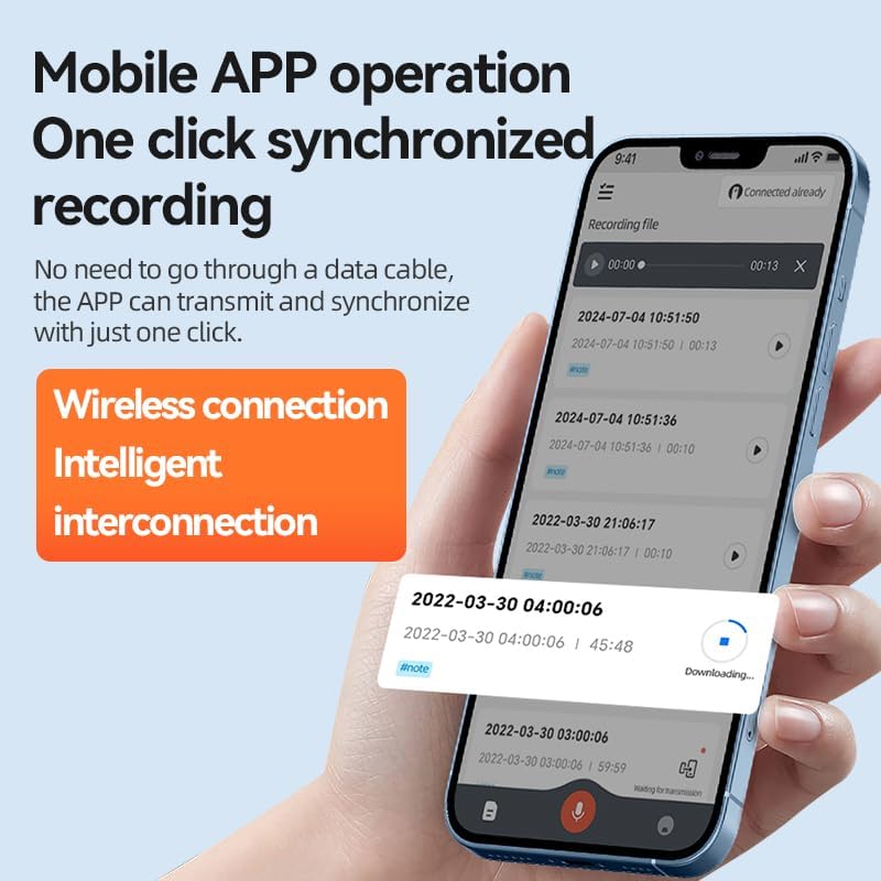 AKREC 64GB Recorder140-hour 256 3000mAh Voice Real-time Transcription and Translation Supporting Languages, HD Noise