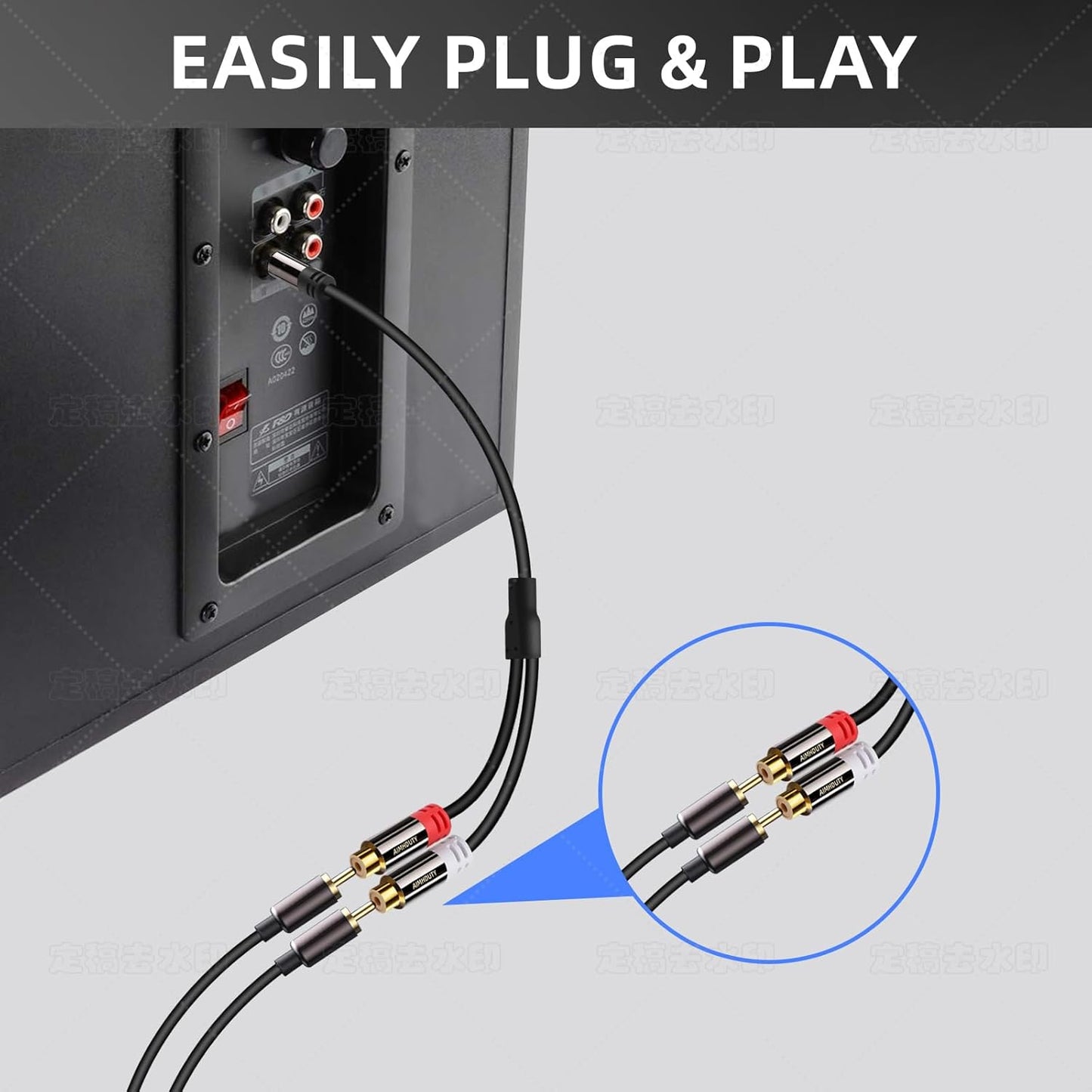 AIMHDUTY 1 2 Speaker-0.7 RCA Splitter Cable, Male to Female RCA Y Splitter Cable Stereo Aduio Video Adapter Extension