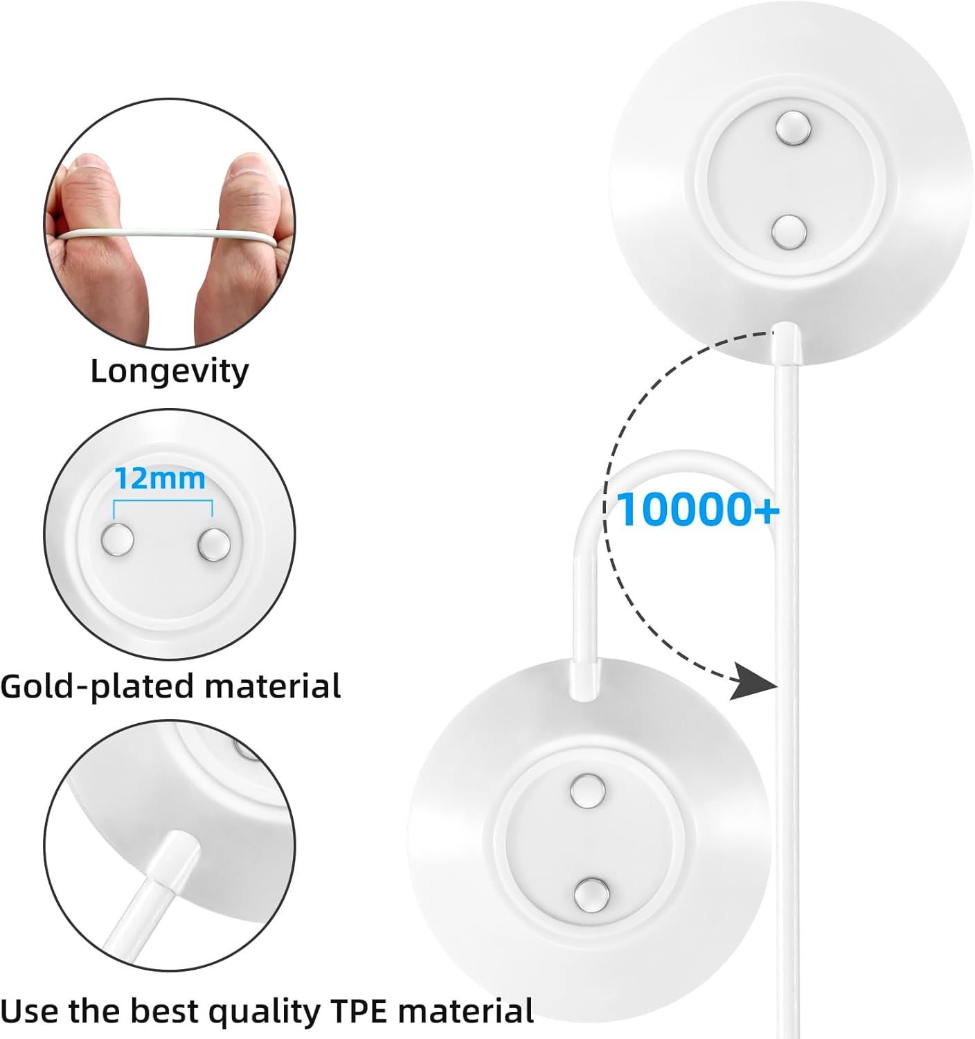 MASKEOBAP Only-12mm (12mm Magnetic USB Rose Charger Cable, Replacement Charging Cord for Bluetooth Devices, Headphones