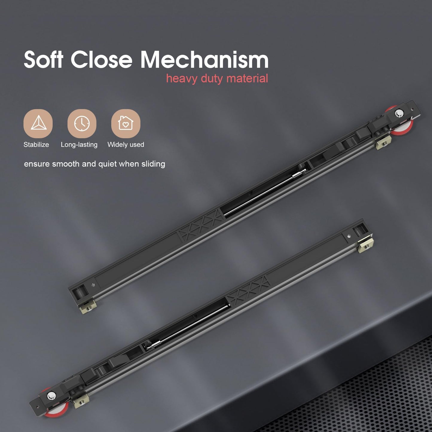 CEAKIAN 32" Concealed Sliding Barn Door Hardware Kit with Soft Close Mechanism for 24in Passage Opening, Hidden Sliding Door Hardware, Trackless Rail, Wall Mount for Interior Wooden Doors (NO Door)