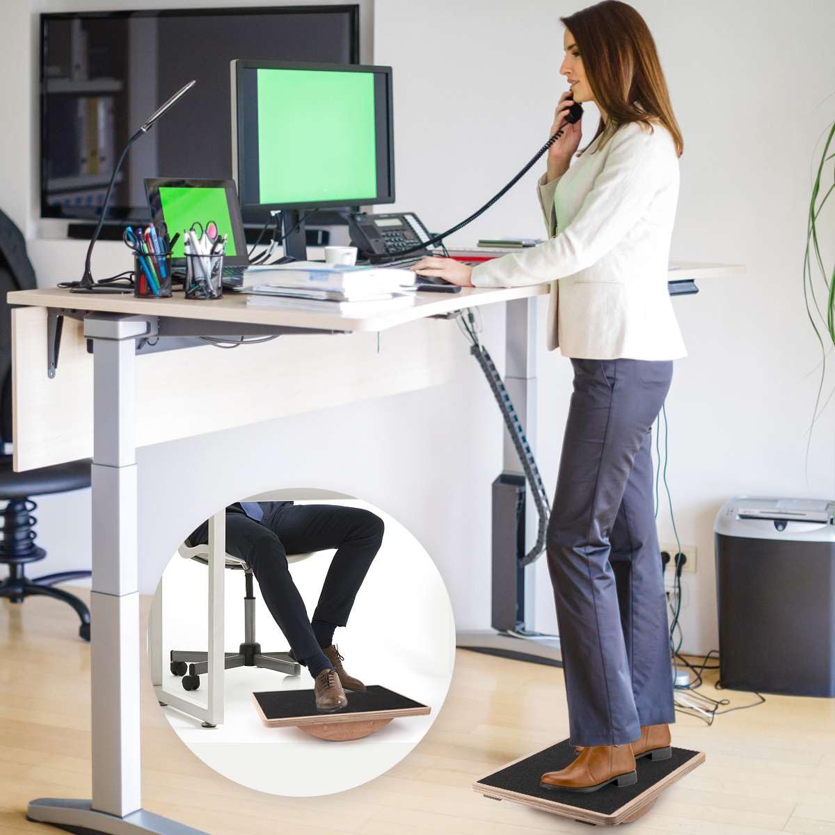 Balance Board Wobble Board for Adults Anti-Slip Balance Board for Physical Therapy Standing Desk Core Strength Wooden Rocker Board