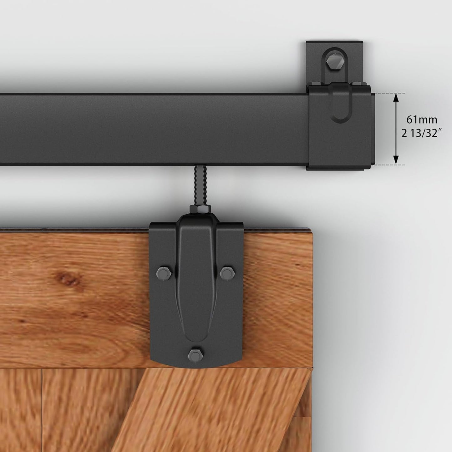 WEWORTH 9FT Black Box Rail Exterior Sliding Barn Door Hardware Track Kit, Heavy Duty Barn Door Track Set, Wall Mount Outdoor Weatherproof Single Barn Door Hardware with 5 Track Brackets(No Doors）