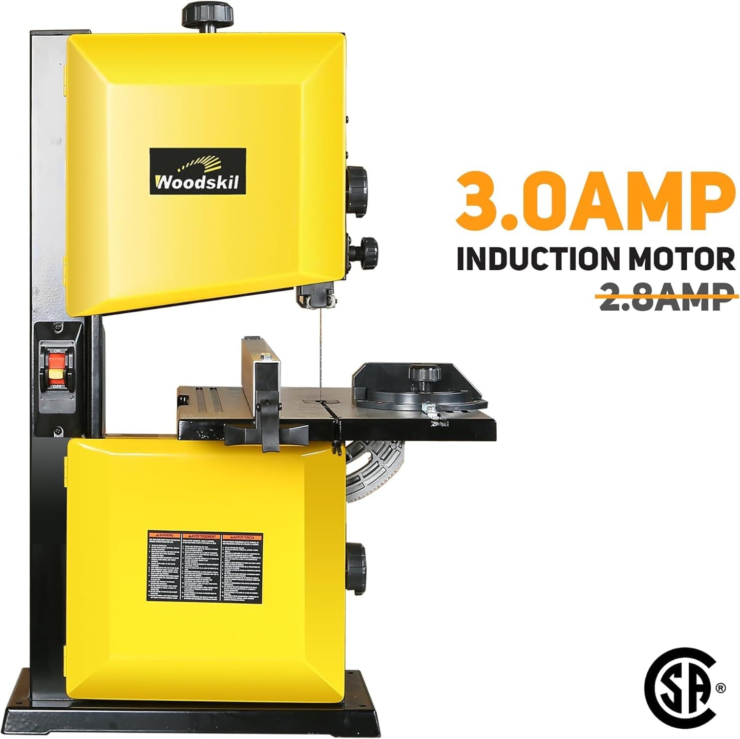 Woodskil 3-Amp 9-Inch Band Saw, 2500FPM Benchtop Bandsaw with Removable Safty Key, Cast Aluminum Table, Steel Base for woodworking