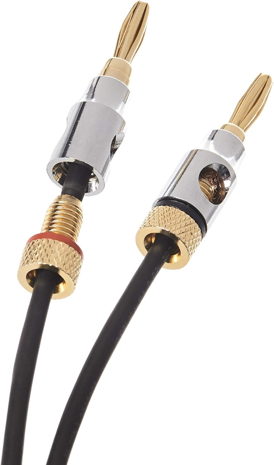 16AWG CL2 (4mm), 6 Amazon Basics Banana Plug Speaker Cable Wire, Rated for In-Wall Use, Gold-Plated Banana-Tip Plugs