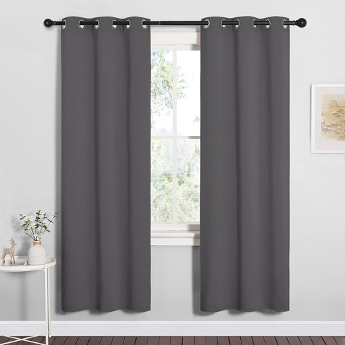 NICETOWN Grey Blackout Curtain Panels - Thermal Insulated Grommet Top Drapes | 2 Panels, W34 x L72-inch