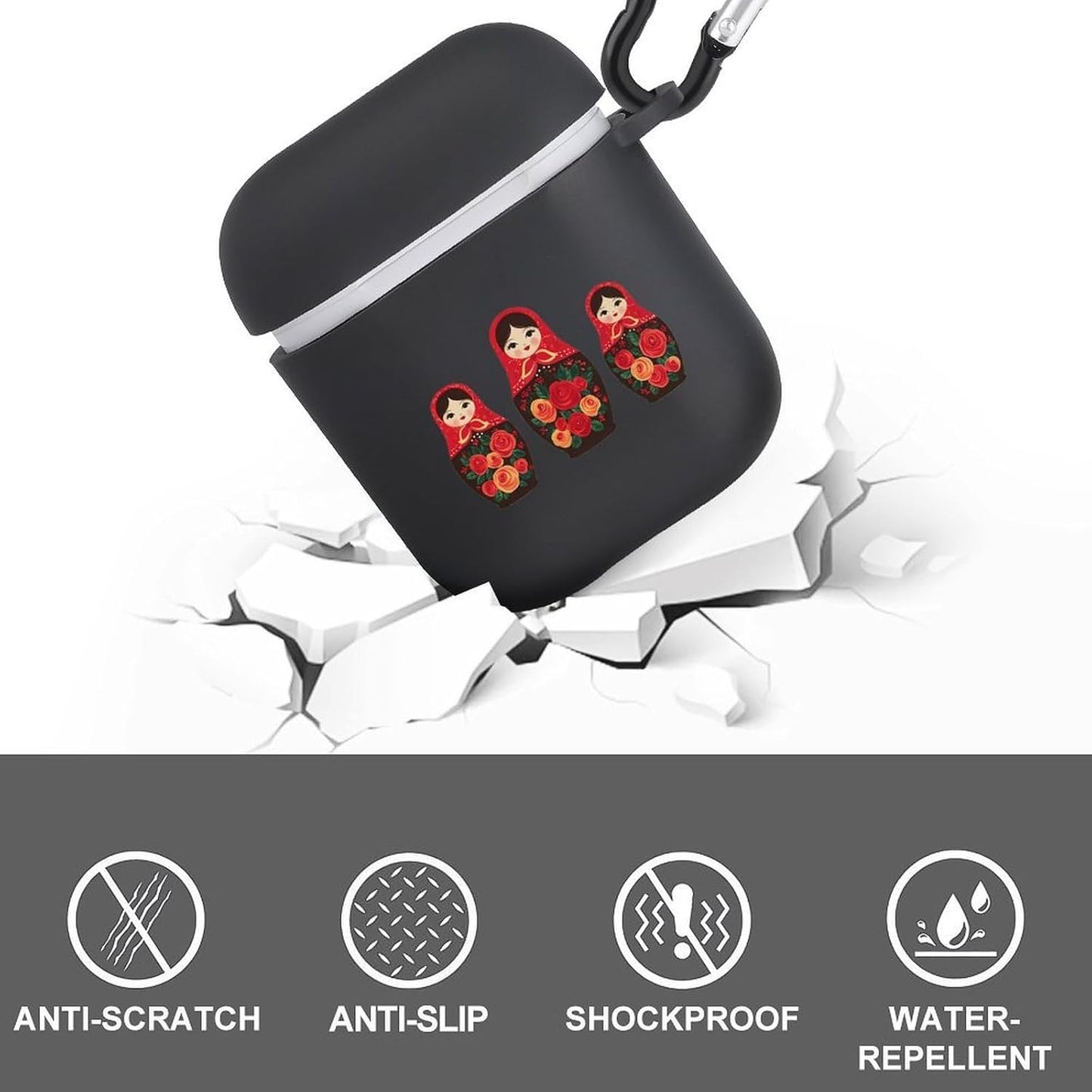 Generic 2nd 1st Russian Nesting Dolls Cute Case Compatible with AirPods with Keychain Headphone Cover Accessories