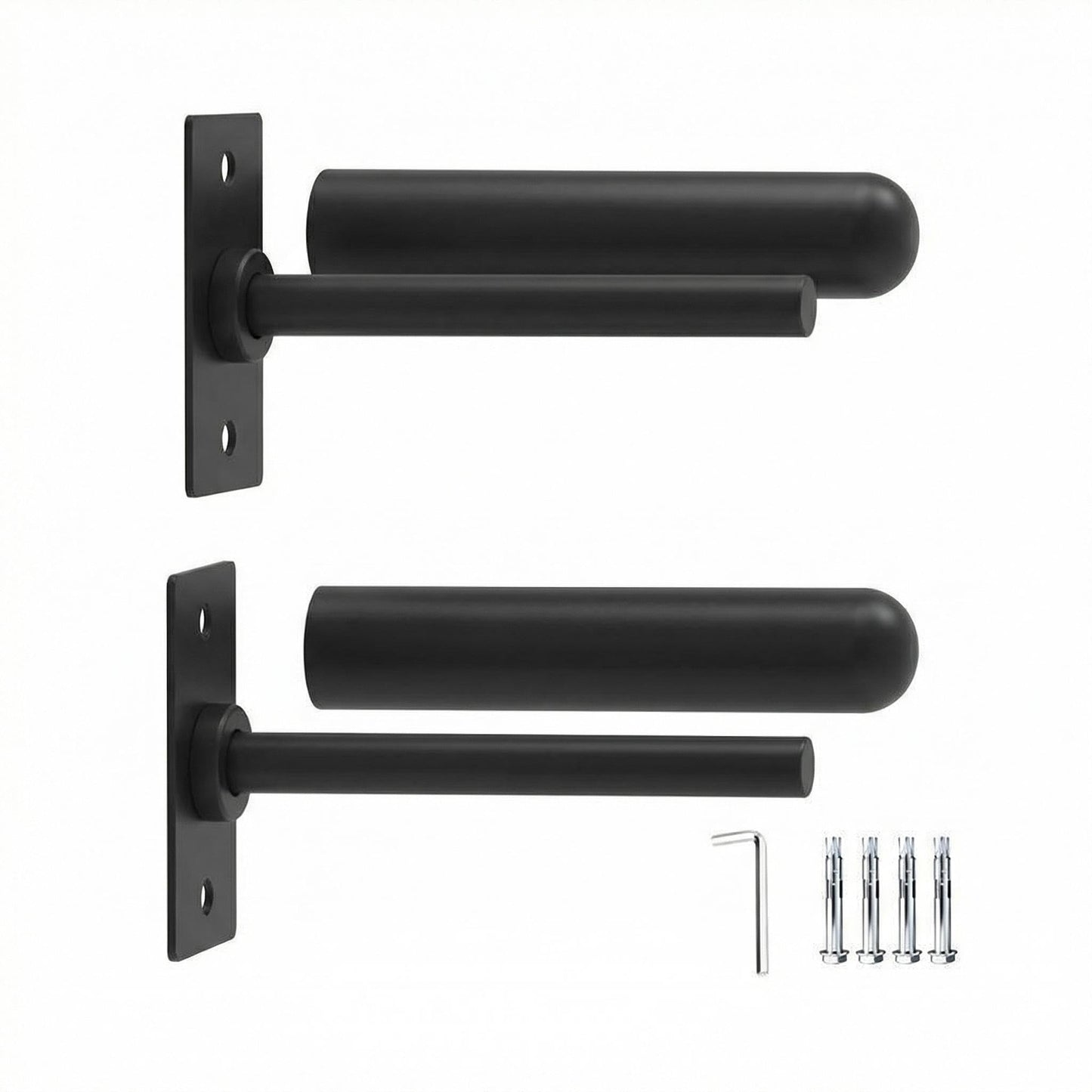 2 Pack Wall Mounted Weight Plate Holder-Fit 1 and 2 Inch Standard Weight Plates with Protective Rubber Pad and Hardware, 300 LB Weight Capacity