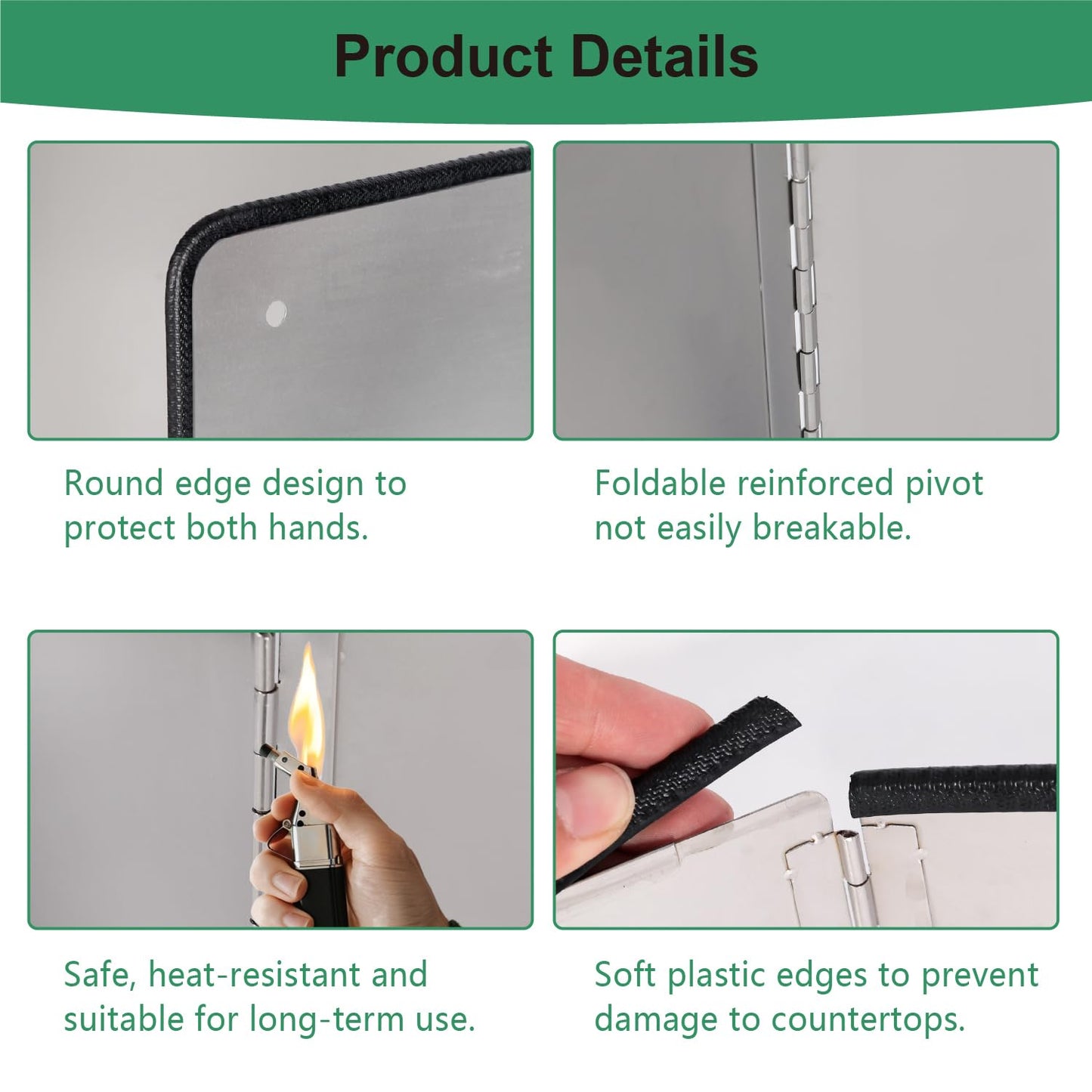 Silver Stainless Steel Large 4 Sided Splatter Guard for Frying Stove Top,Oil Splash Guard Cooking for Stove,Non Stick Foldable Splatter Screen for Stove Top