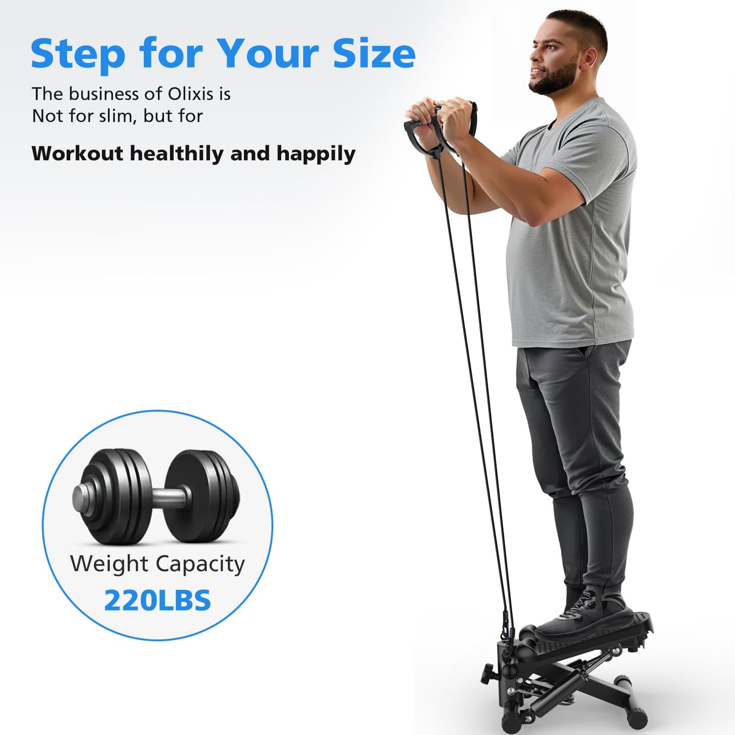 OLIXIS Steppers for Exercise at Home Workout Equipment, Mini Stepper Exercise Machine 300lbs, Twist Step with Resistance Bands, Cardio Weight Loss Equipment Home Fitness,Black Pro