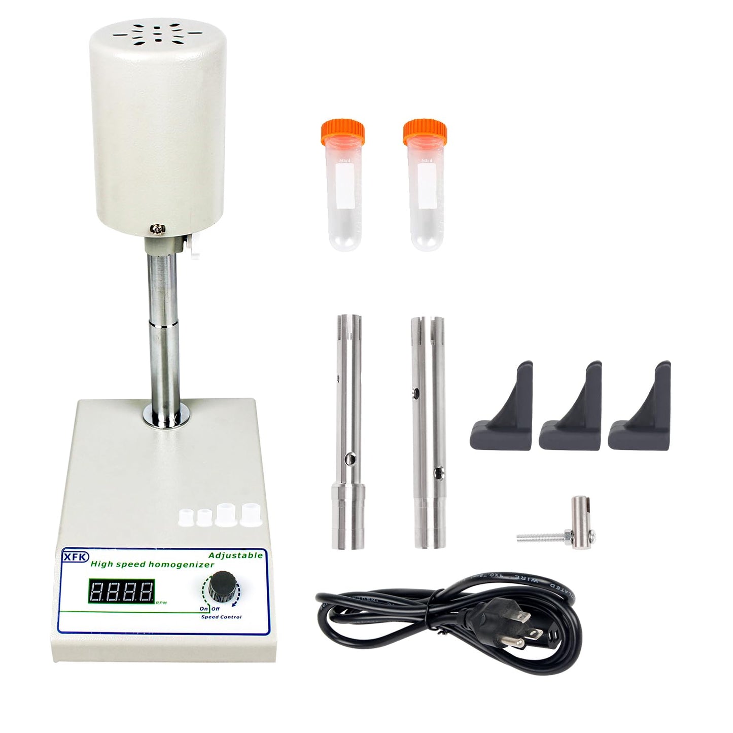 CNCTOPBAOS Lab Homogenizer FSH-2A, 220W 110V High Speed Emulsifier Disperser 5-1000ml, 5000-22000rpm Speed Adjustable, w/ 12mm/18mm Two Stainless Steel Working Heads Mixer Emulsifying Machine