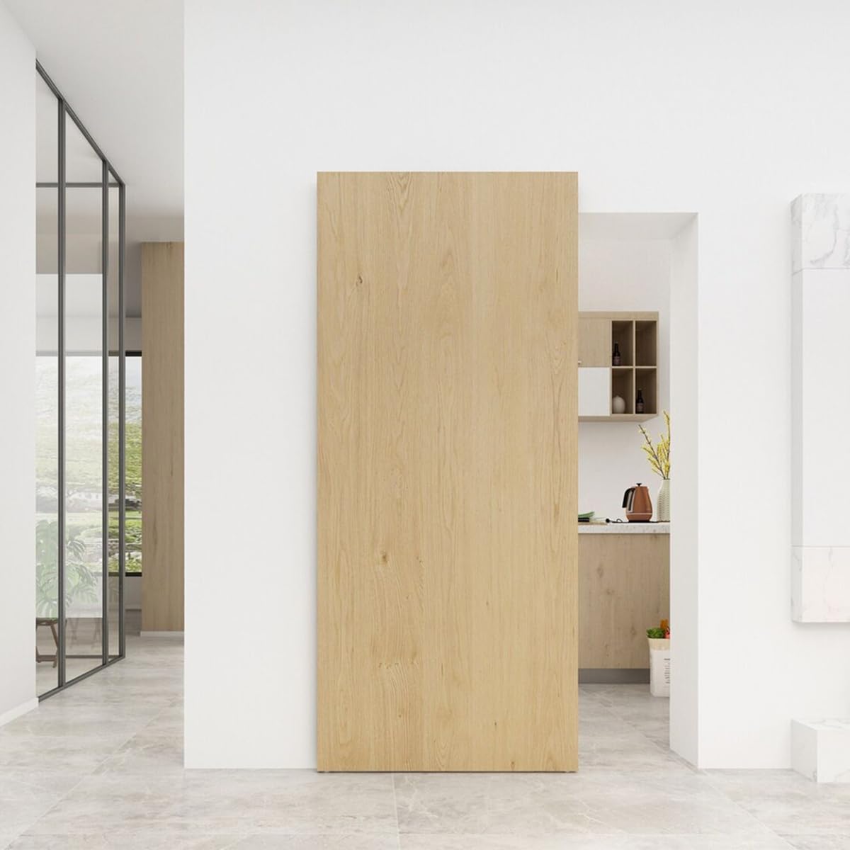 59“Concealed Sliding Barn Door Hardware and Track ，Floating Wall Mount，Soft Closing (Newly upgraded 4-wheel pulley)