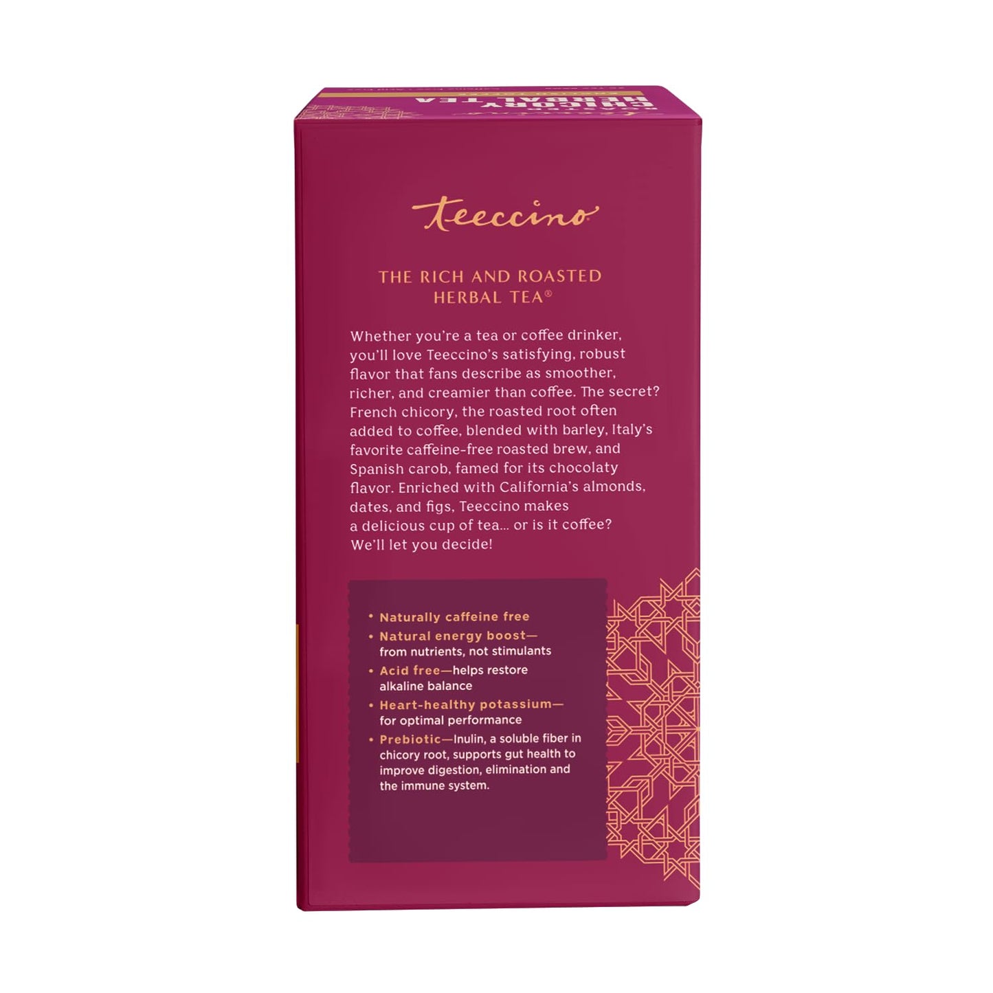 Teeccino English Toffee Herbal Tea - 25 Tea Bags - Rich & Roasted Herbal Tea That’s Caffeine Free & Prebiotic For Natural Energy & Good Digestion, 3 X More Herbs In Each Tea Bag