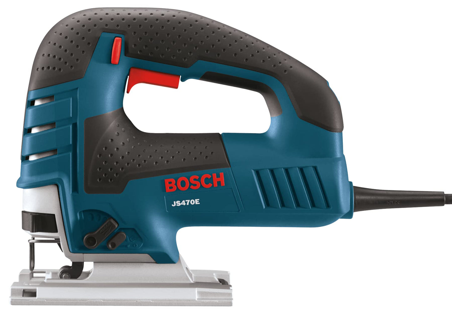 BOSCH Top-Handle Jig Saw 7.0 Amp, 3,100 SPM, 45 Degree Beveled Cuts, Variable-Speed Control, Ergonomic Design, Corded (JS470E)
