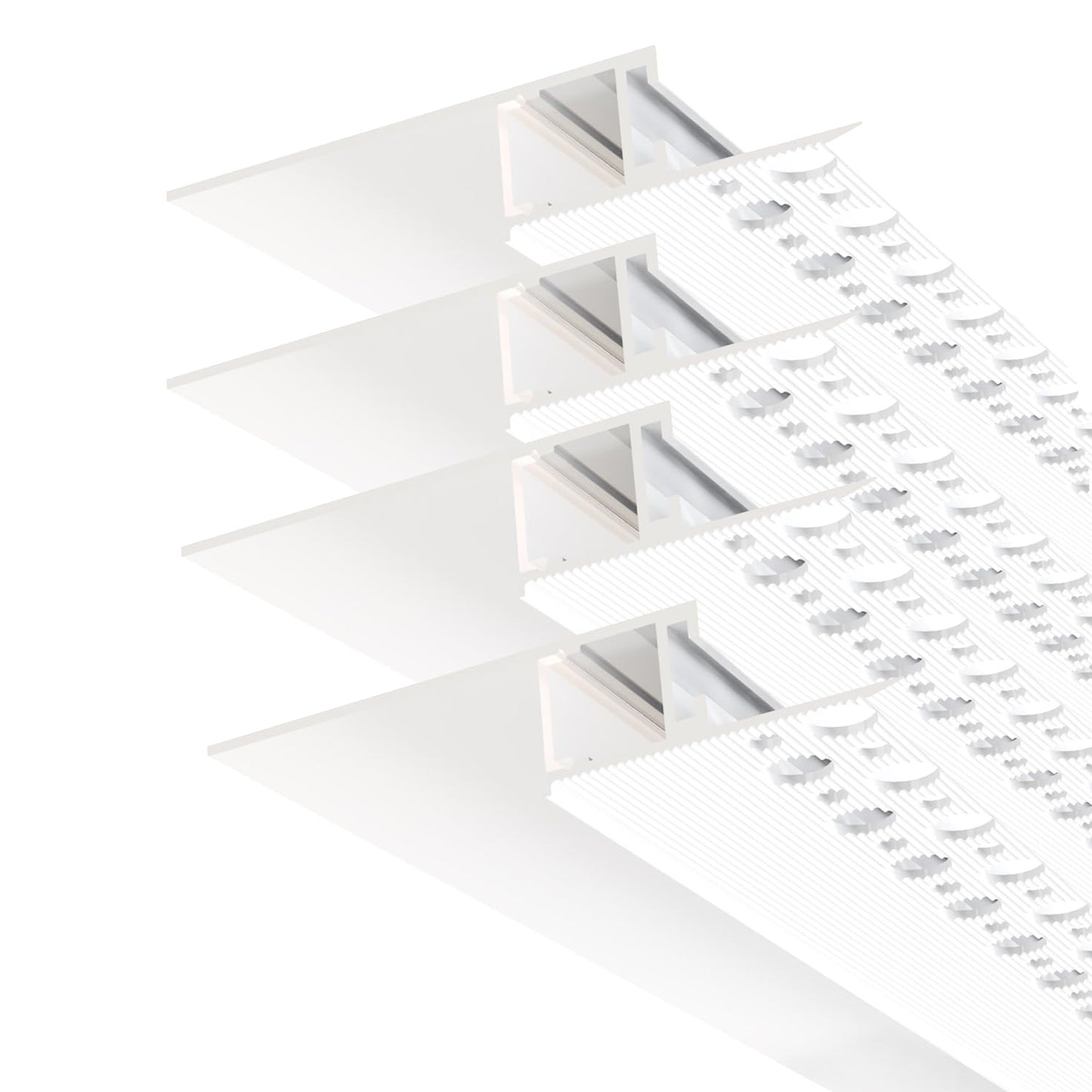 Besseto Plaster in LED Channel,4 x 2m White Drywall LED Strip Light Channel,Trimless Recessed Baseboard LED Aluminum Profile for 1/2 inch Thick Drywall Plaster Gypsum
